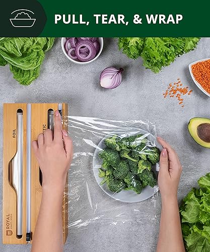 Miniatura 6 de ROYAL CRAFT WOOD Organizador de cajones de cocina de bambú con 3 ranuras para contenedores de almacenamiento de alimentos, papel de aluminio de