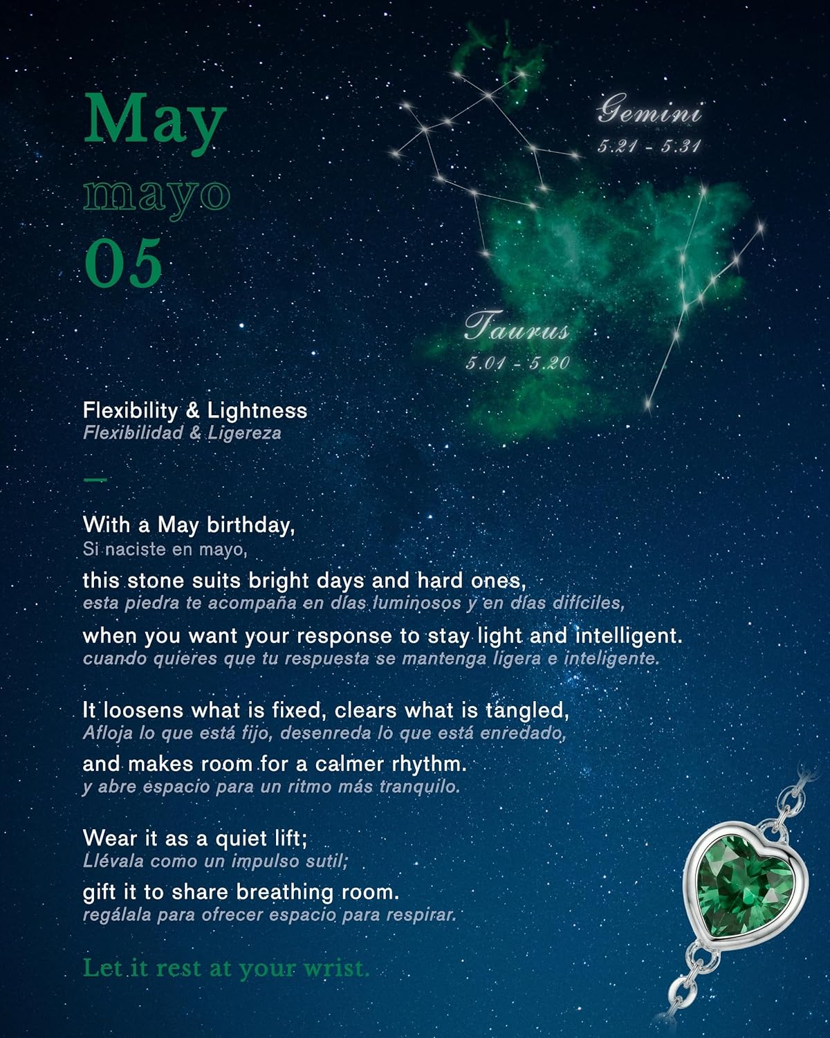 ÀIMBRACE Heart Birthstone Bracelets for Women: Moissanite Cross Motif, 925 Sterling Silver (Rhodium Plated), Clover Charm, Adjustable (6.5"–9.0"), Gift for Mom Girlfriend Wife Daughter