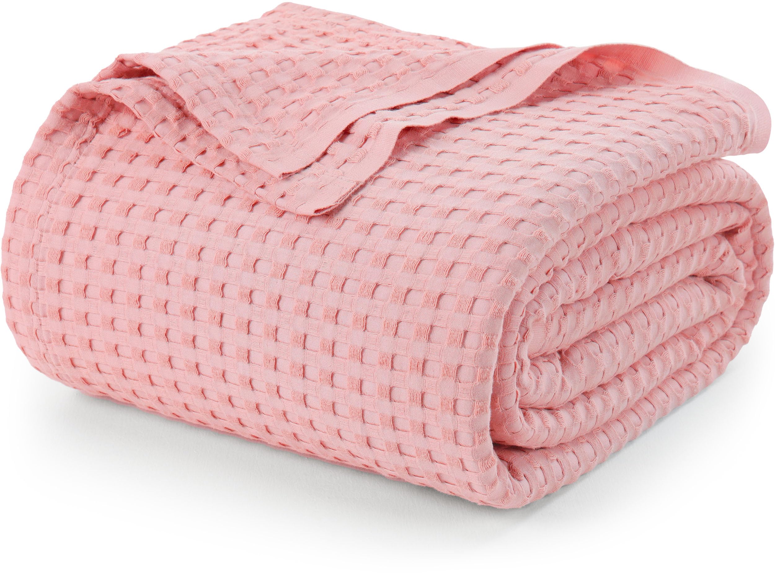 Utopia Bedding Pink 100% Cotton Waffle Blanket 300 GSM [Twin - 90x72 Inch] Soft Lightweight Breathable Bed Blanket for All Season