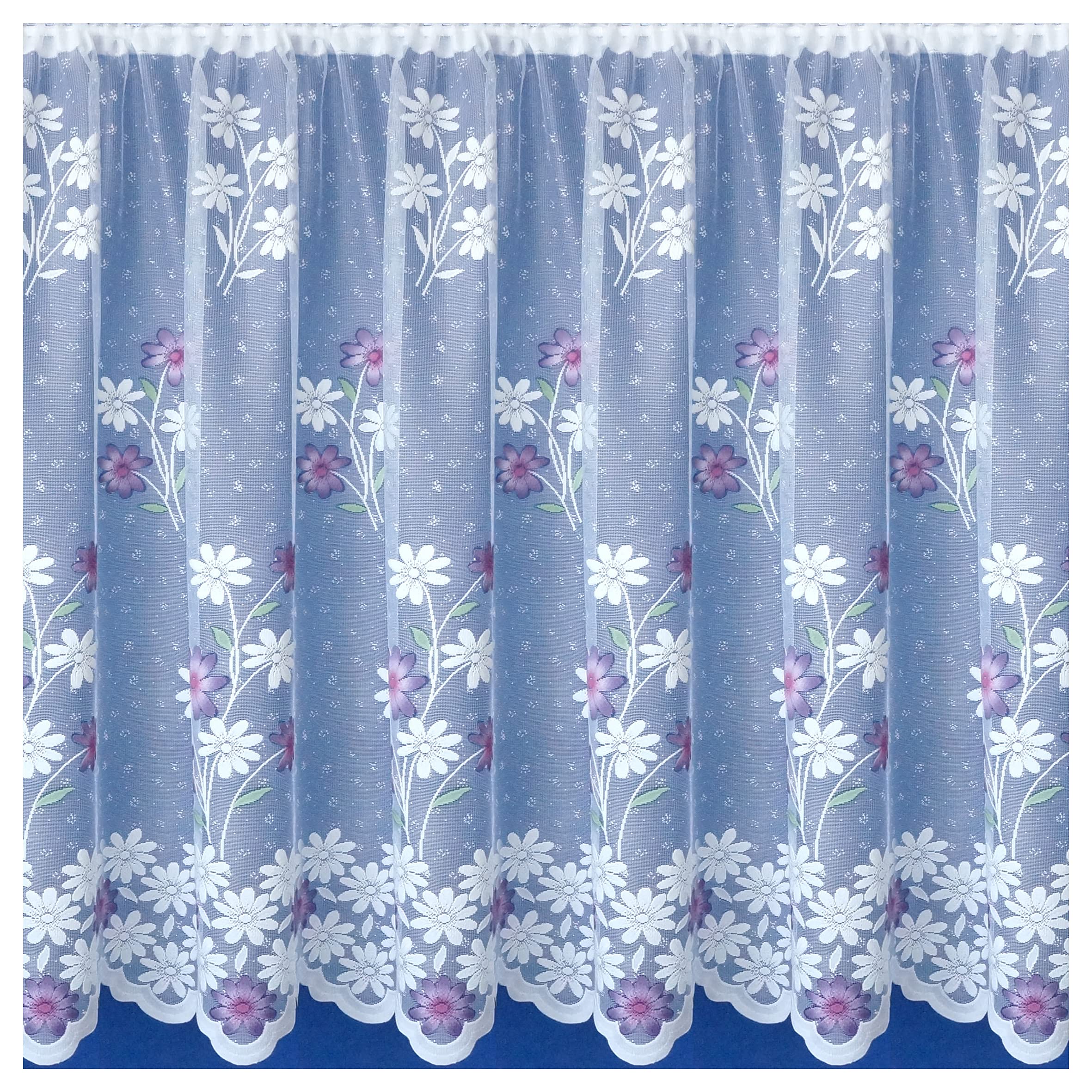Tyrone Textiles Primrose - Coloured Floral Lace Net Curtain. Sold by the Metre (Purple/Lilac/Lavender, Drop - 54" / 137cm)