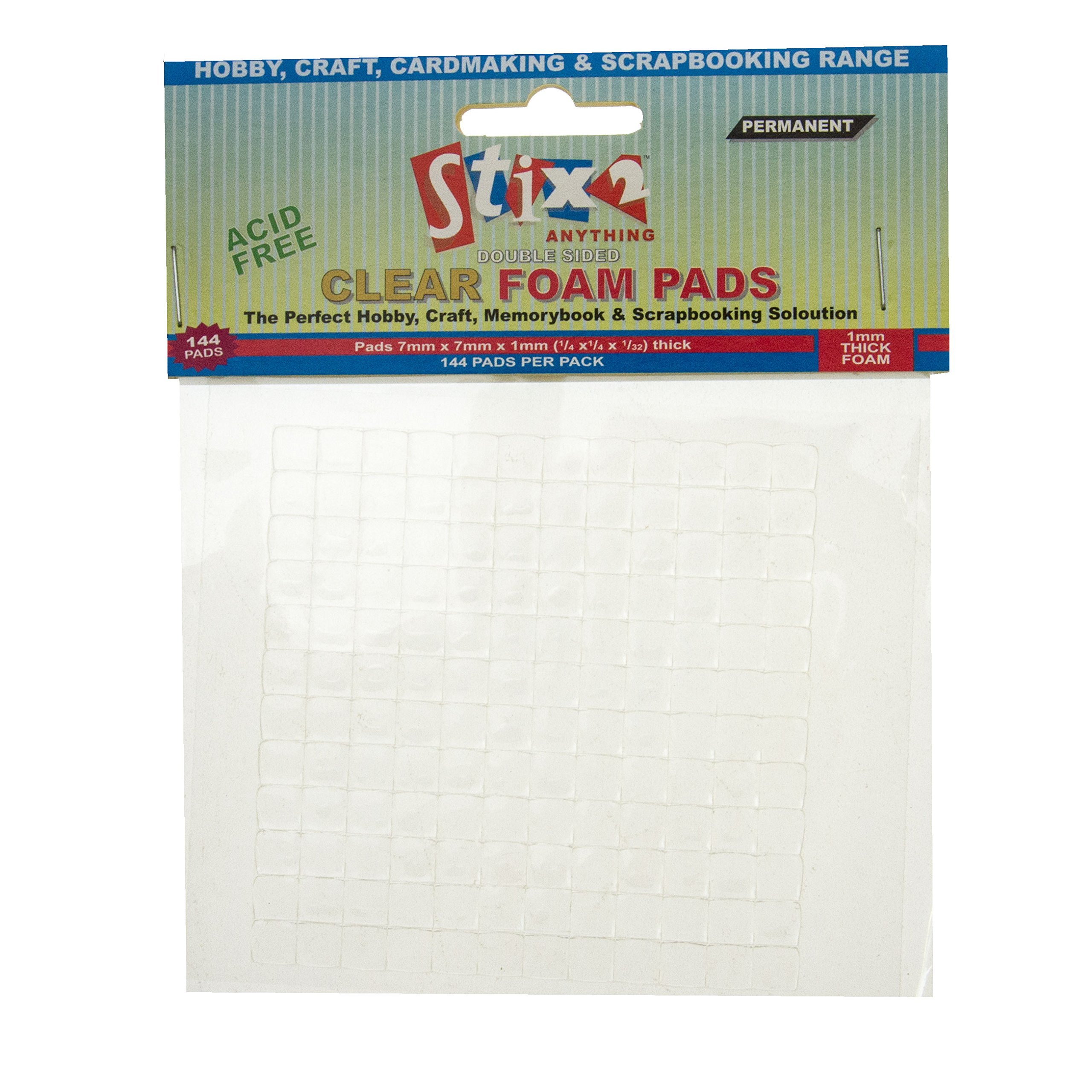 Stix2 144 Clear Craft Foam Sticky Pads - 7Mm X 7Mm X 1Mm | Craft Adhesives