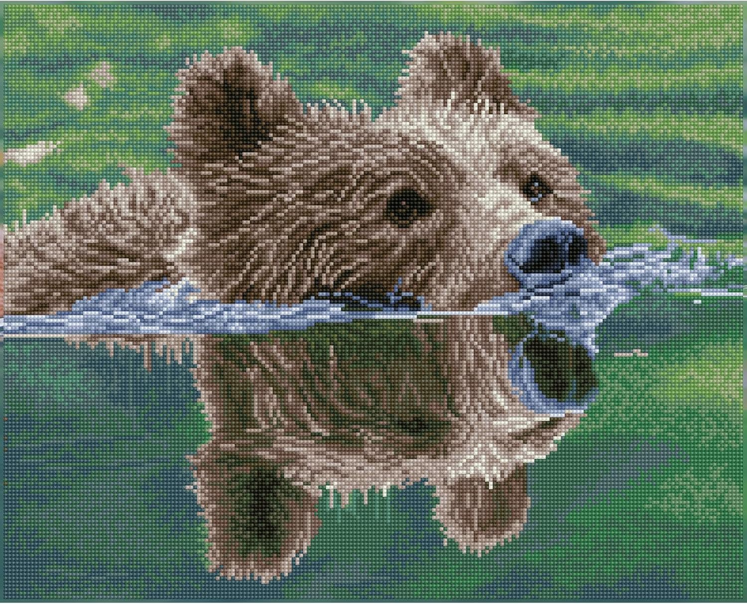 DIAMOND DOTZ Grizzly Swim Diamond Painting Kits for Adults - Diamond Art Kits a Relaxing Creative Craft Kit with Dotz Gems 20.5x16.5