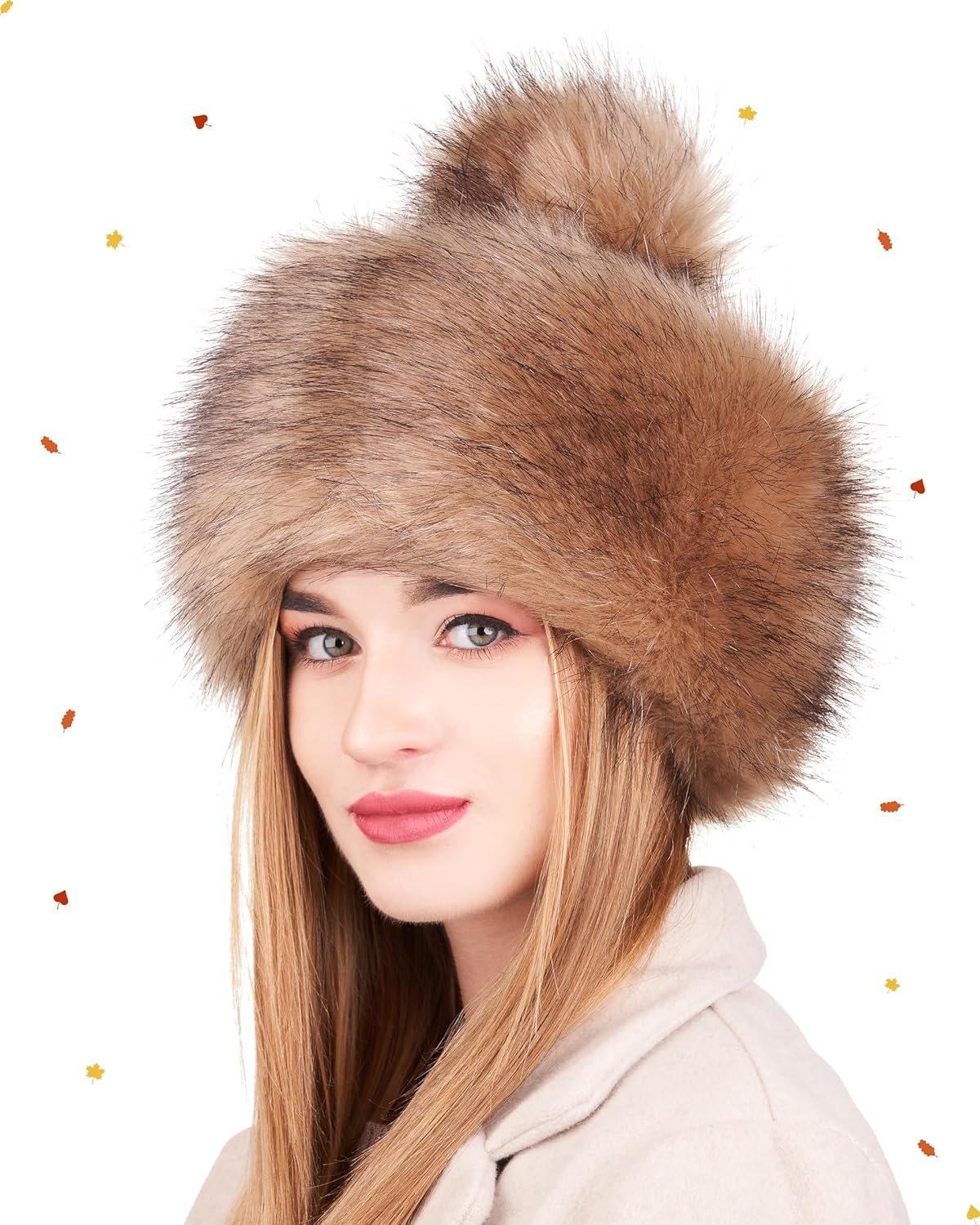 Futrzane Classic Pom Hat - Ladies Faux Fur Trim Hats - Warm Winter Cap for Women - Image 2