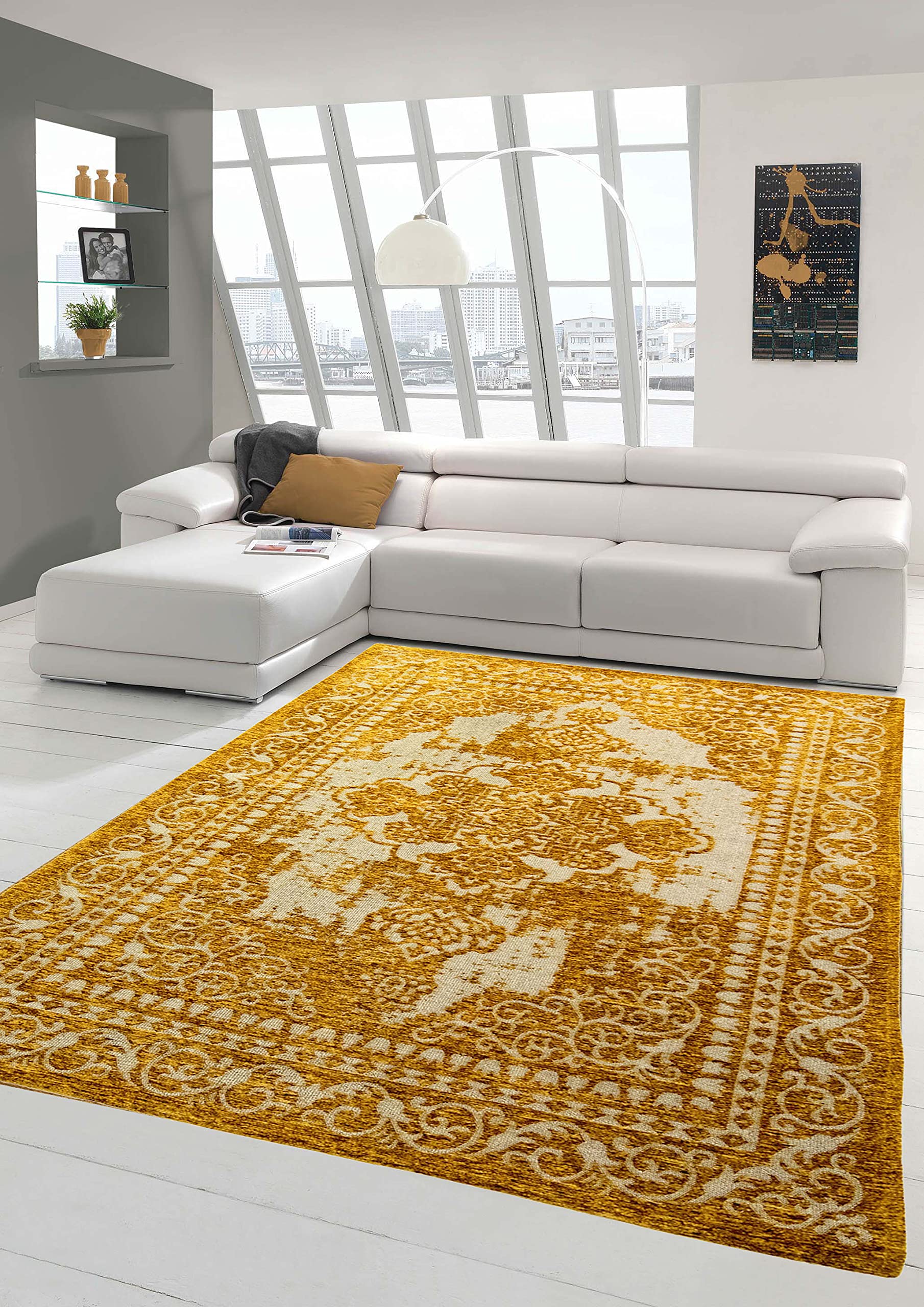 Nowoczesny i designerski dywan orientalny do salonu dywan w kolorze złotym, srebrnym, wymiary 200 x 290 cm