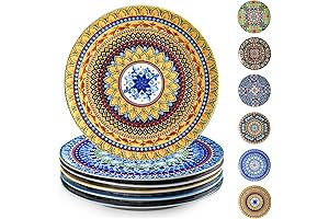 getstar Ceramic Dinner Plates Set of 6, Moroccan Style, 10.5 Inches