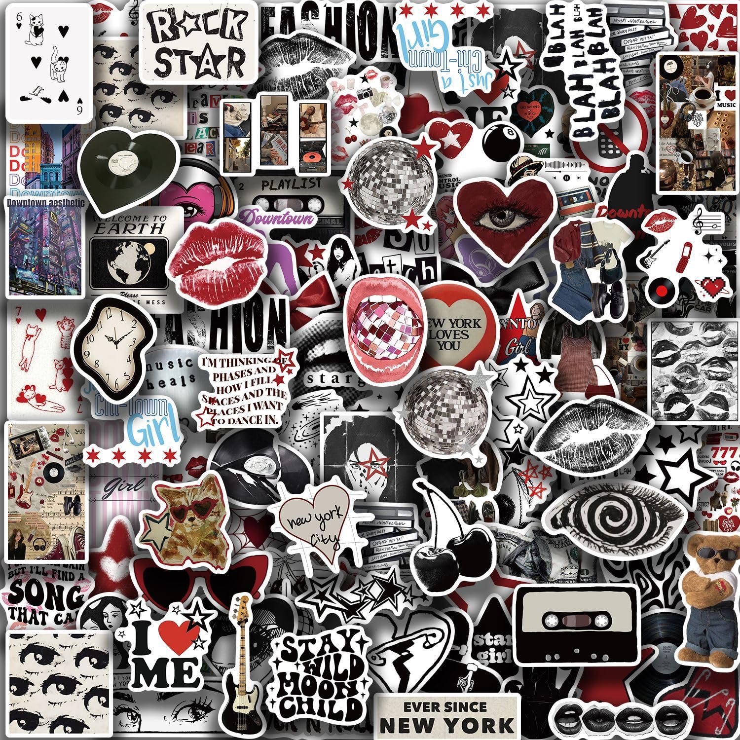 CAREOR 100Pcs Aesthetic Downtown Girls Stickers Pack Cool Trendy Y2K Stickers for Teens Office Worker Gifts Laptop Bottles Guitar Luggage Skateboard