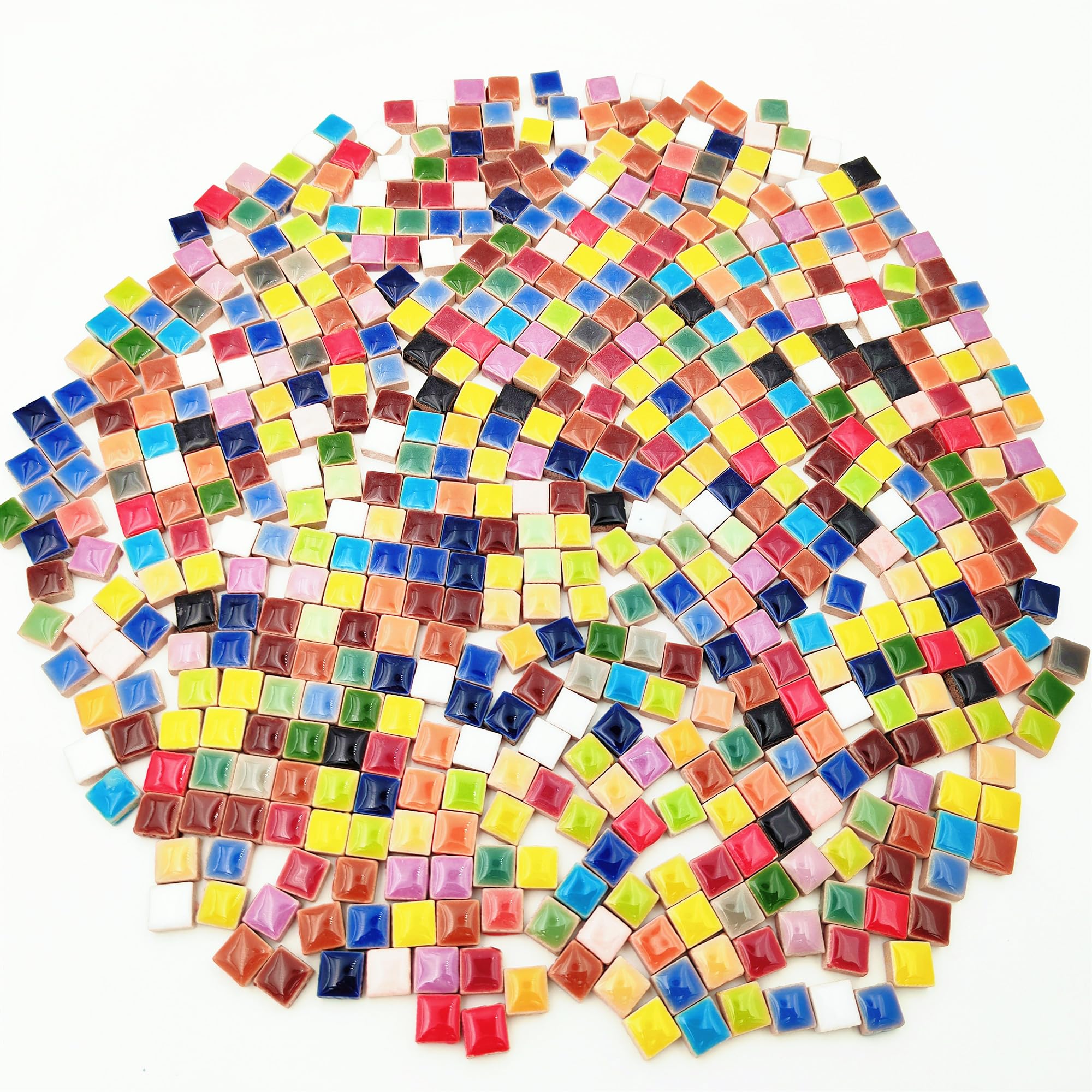 500PCS / 1.1LB Square Ceramic Mosaic Tiles, 0.4 x 0.4 inch Handmade Making Creative Micro Mosaic Tiles for DIY Art and Home Decorations (Mix Color)