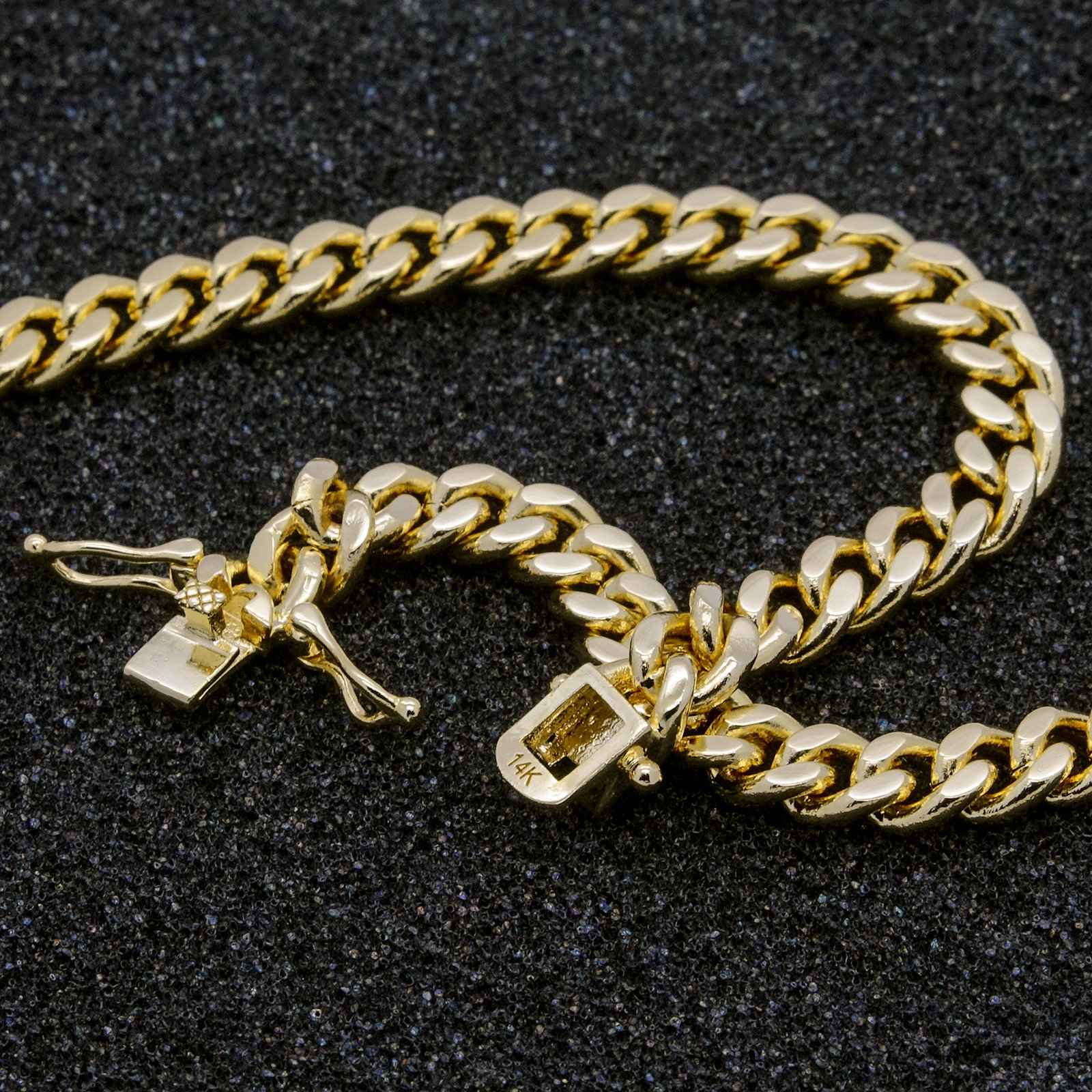 Para hombre chapado en oro 6 mm 30 "Heavy de grosor soporte de corte doble Clip caja Lock Cadena Cubana Collar