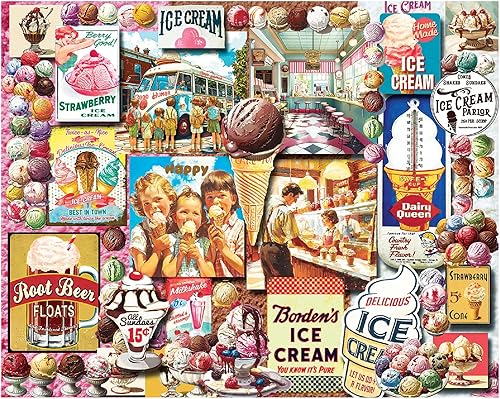 White Mountain Rompecabezas de helado de 1000 piezas para adultos con collage vintage