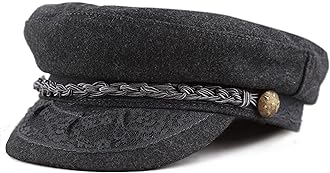 The Hat Depot Winter Unisex Wool & Faux Leather Greek Fisherman Sailor Fiddler Driver Hat Flat Cap