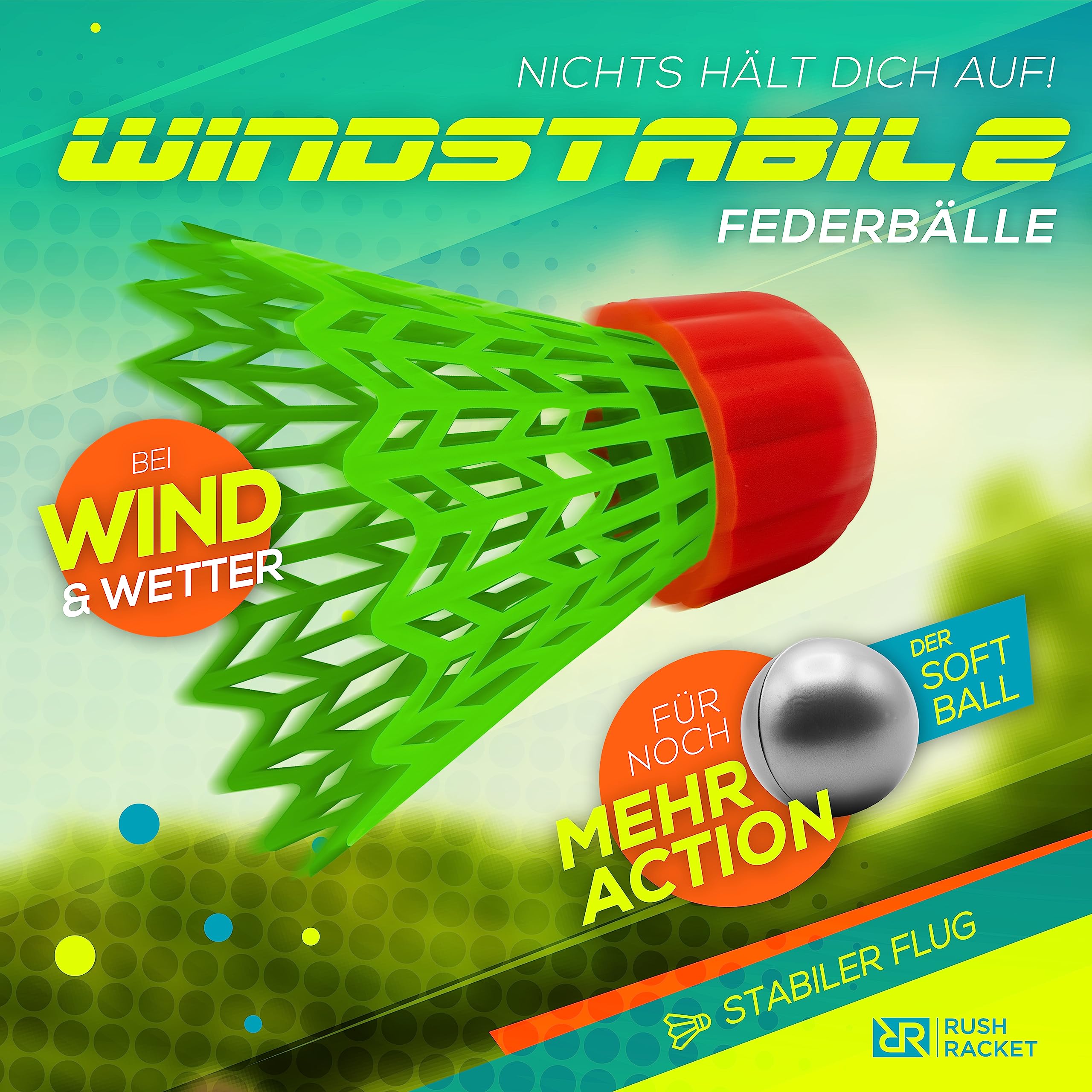 Kit de badminton RS3 Speed 5 pièces (2 raquettes, 5 volants, 1 balle souple, 8 marqueurs, 1 sac de transport) - Kit de badminton turbo - Kit Speedbadminton