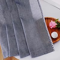 Vista 6 de Selectex - Cortinas transparentes de lino natural con bordes semitransparentes