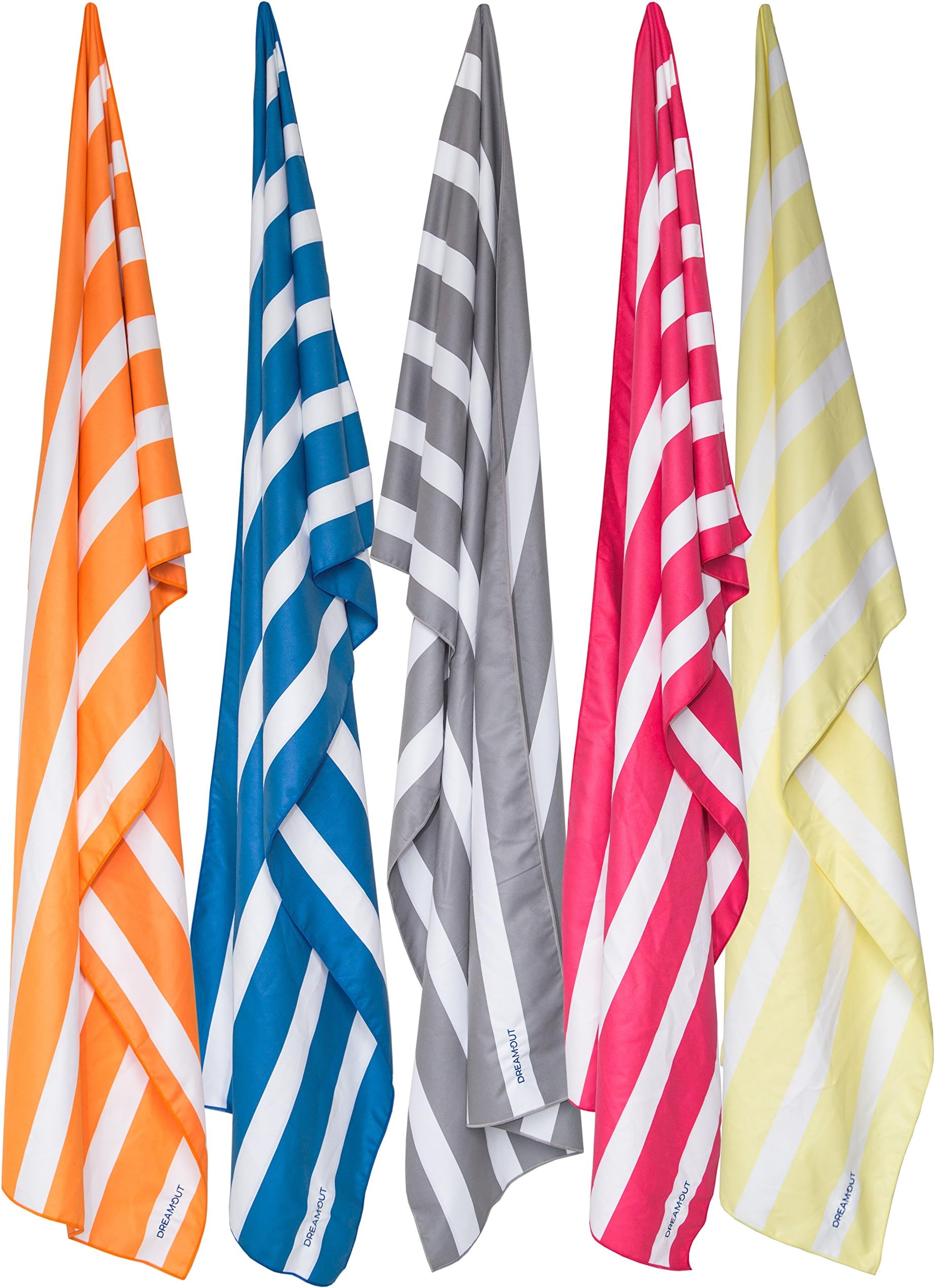 dreamout XL Beach Towel, Plush Oversized Micro Fiber Quick Drying Beach Set, Striped Colorful Sand Free Swim Pool Towels for Adults and Kids