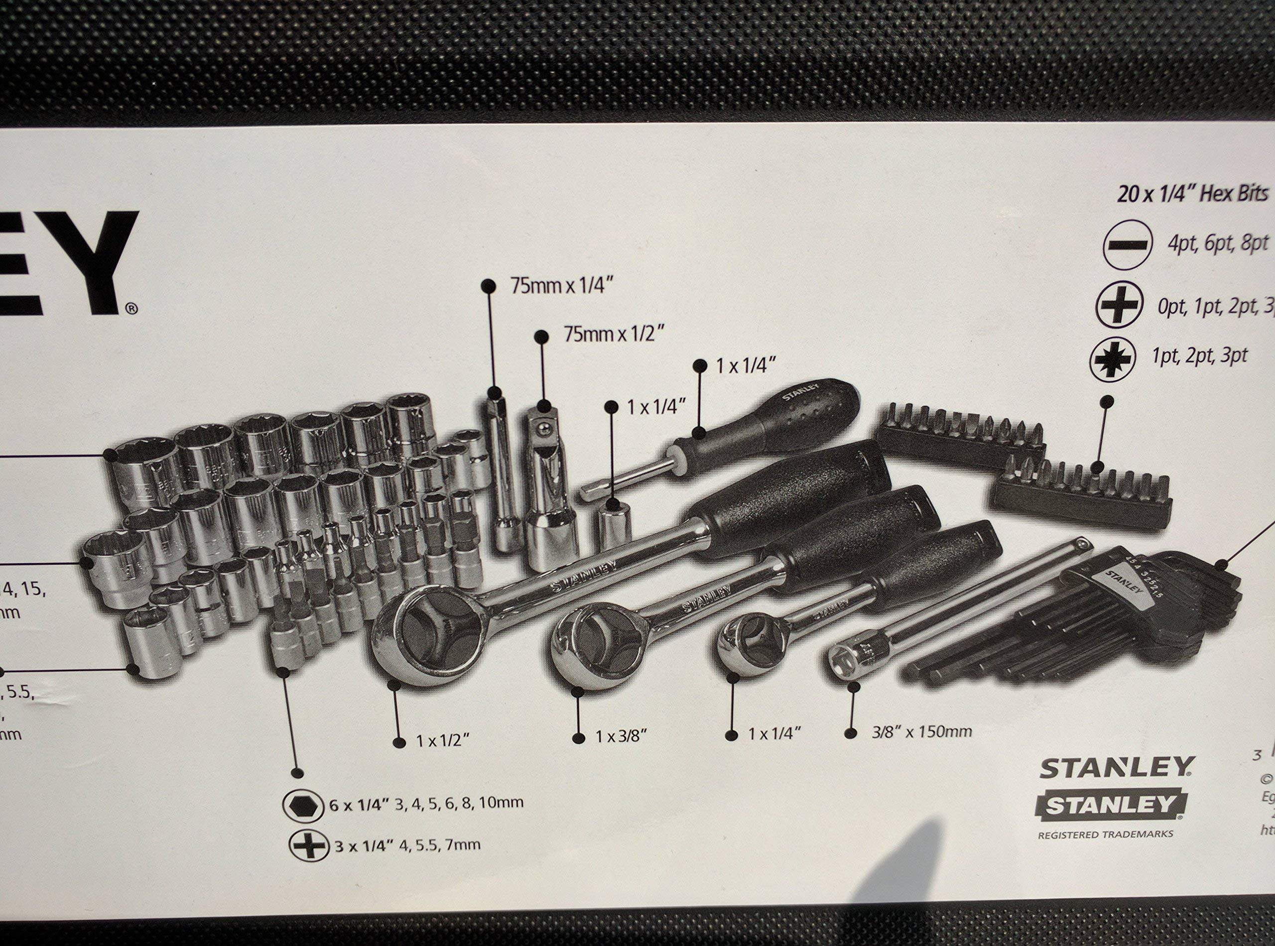 STANLEY ZESTAW NASADEK 80 CZ. 1/4, 3/8, 1/2"
