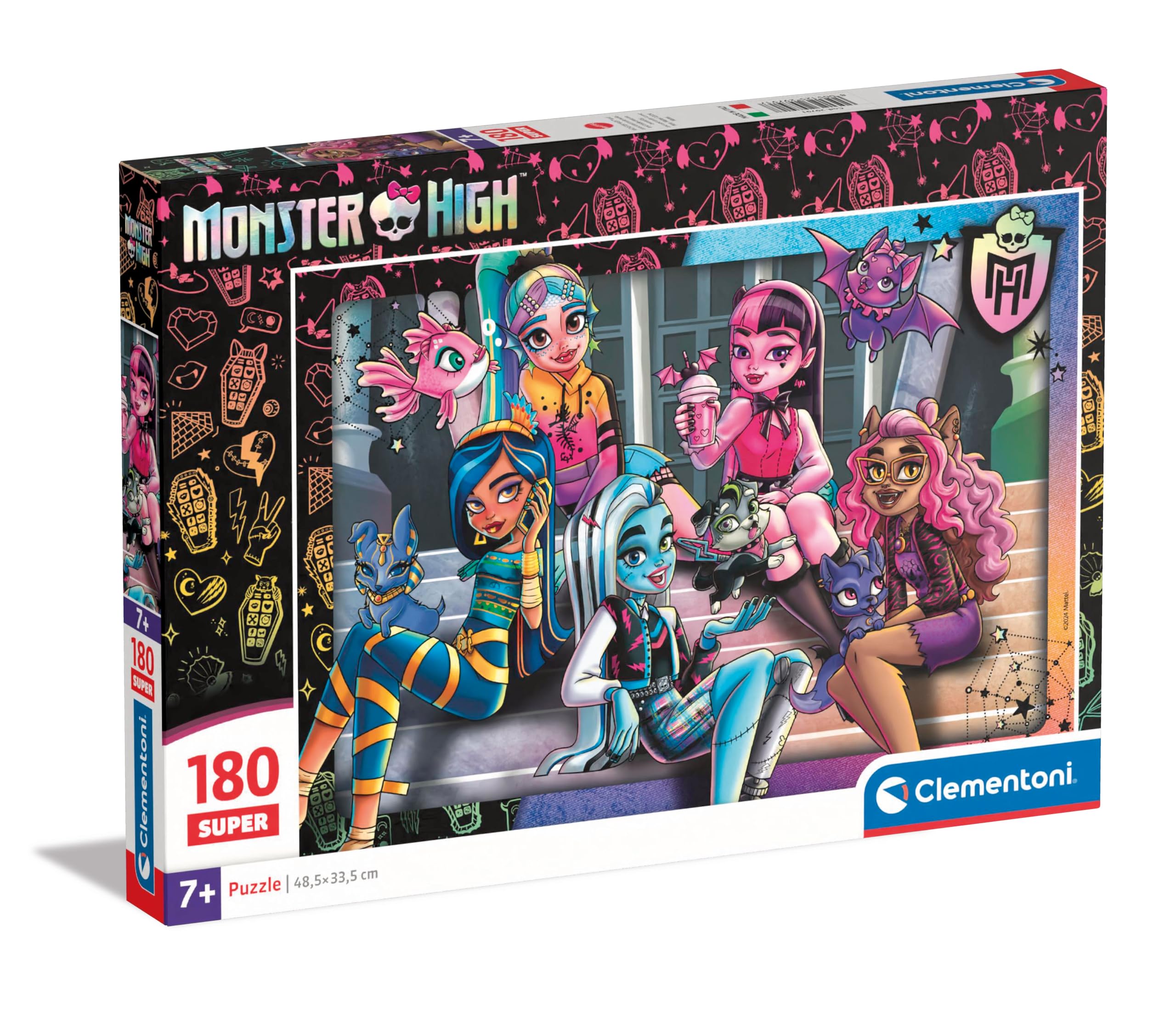Clementoni Jigsaw Puzzle Monster High 180 Pieces, Supercolor Puzzle For Children 6-8 Years, Cartoon, Gift For Boy/Girls