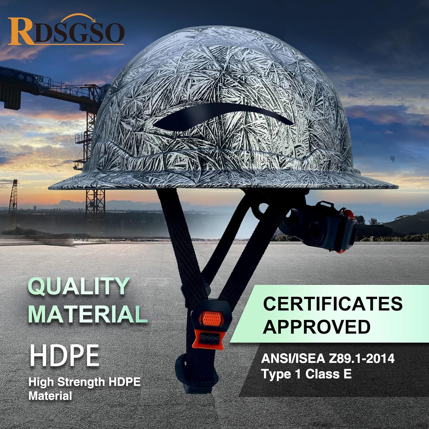 Full Brim Hard Hats ANSI/ISEA Z89.1 Type I Class E Certified 6-Point Suspension Lightweight Adjustable Safety Helmet for Construction Industrial