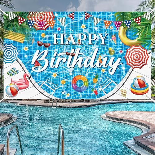 Miniatura 4 de Cartel de fondo de fiesta temática hawaiana, letrero de fondo para cabina de fotos para decoración de verano y fiesta en la piscina