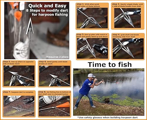 Miniatura 5 de FSFF .625 Blowgun Darts Whisper Razor Dart - Dardos de cabeza ancha más anchos y afilados, paquete de 20 dardos grandes de 8.25 pulgadas para