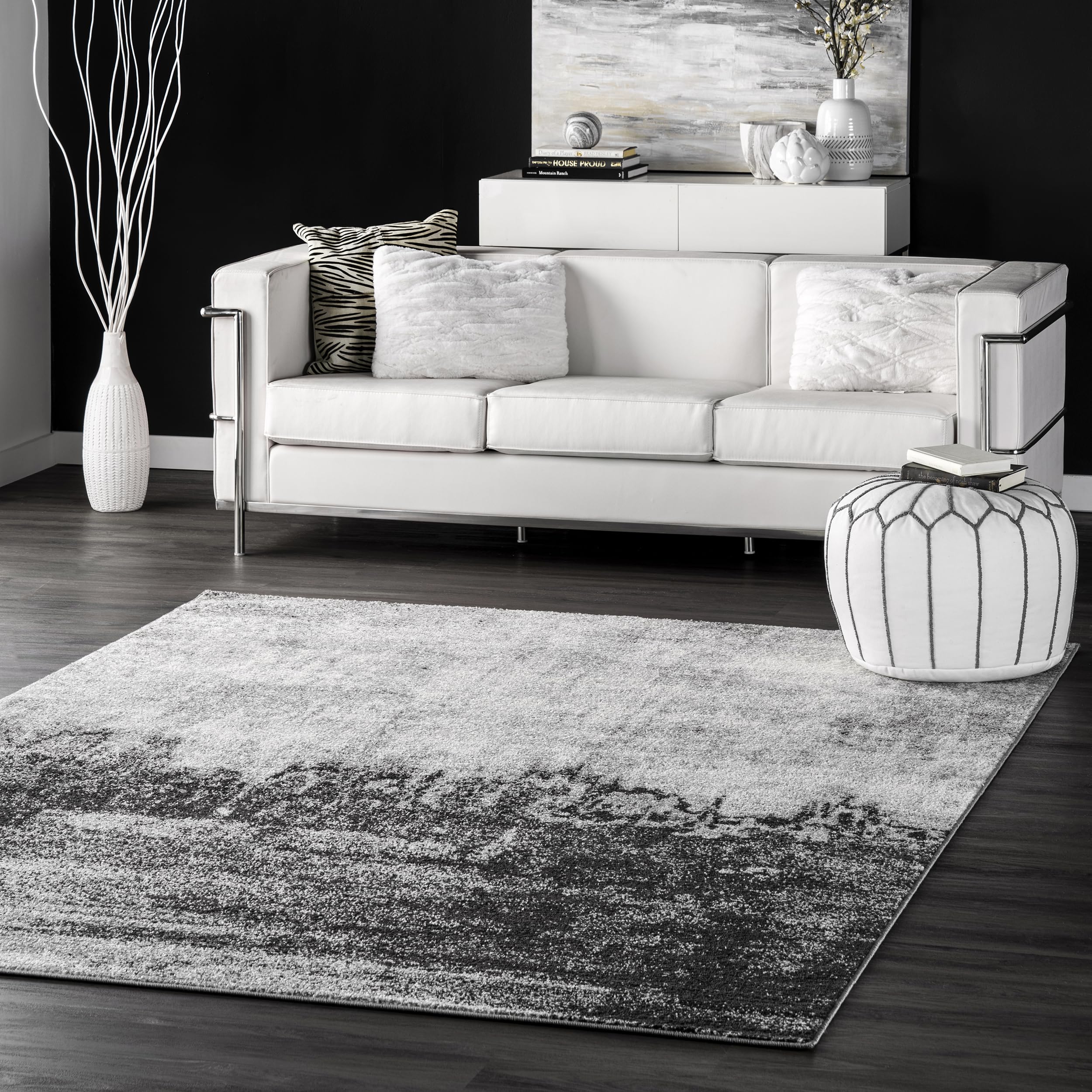 Tapis abstrait en cascade noir nuLOOM créez une ambiance cosy