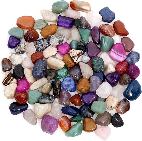 Miniatura 2 de Piedras preciosas naturales pulidas y teñidas, 5 libras (libras) + hoja de identificación de color educativo y libro de identificación de rocas y