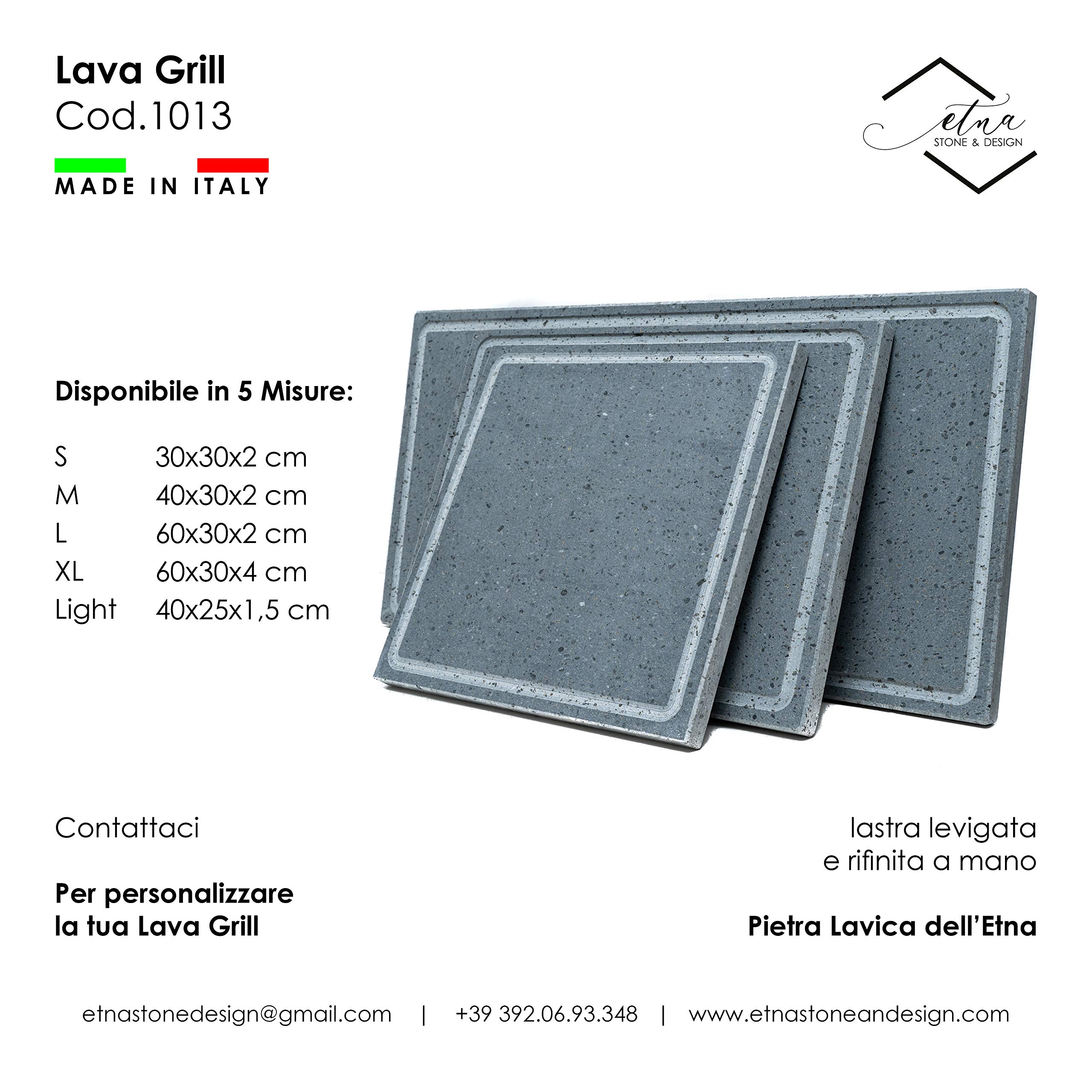 Lava Grill - Parrilla de piedra volcánica Etna, placa pulida, 60 x 30 cm, para horno y barbacoa, cocción de carne, pescado, verduras y pizza Etna Stone & Design (XL)