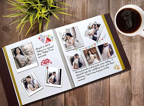 Miniatura 5 de ZOVIEW ART Álbum de fotos con capacidad para fotos de 3 x 5 4 x 6 5 x 7 6 x 8 8 x 10 cubierta de cuero página magnética autoadhesiva álbumes de