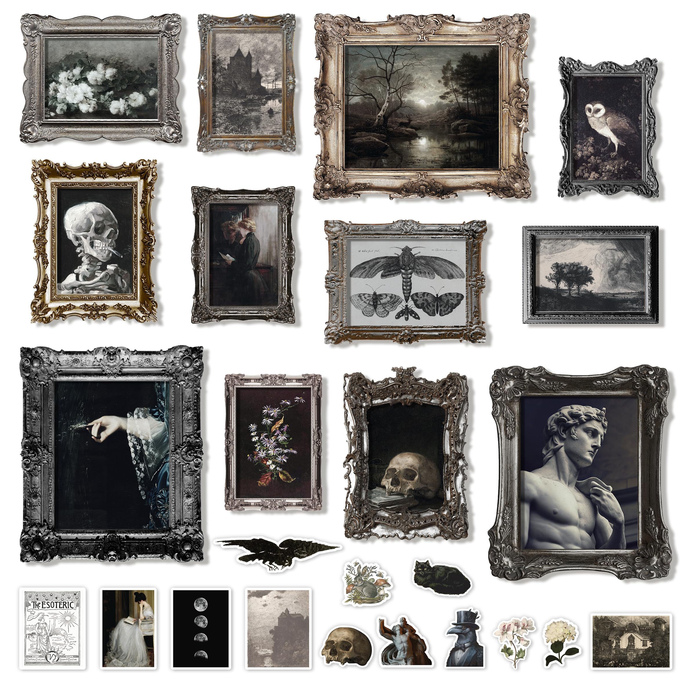 97 Decor Dark Academia Decor - Gothic Home Decor Aesthetic, Dark Academia Wall Art, Creepy Gothic Posters Goth Art Prints, Moody Pictures Witchy Halloween Decorations for Bedroom (Unframed) Dark Academia Romanticism