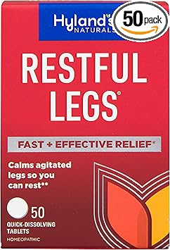 Hyland's Restful Legs Tablets, Natural Itching, Crawling, Tingling and Leg Jerk Relief, Quick Dissolving Tablets, 50 Count