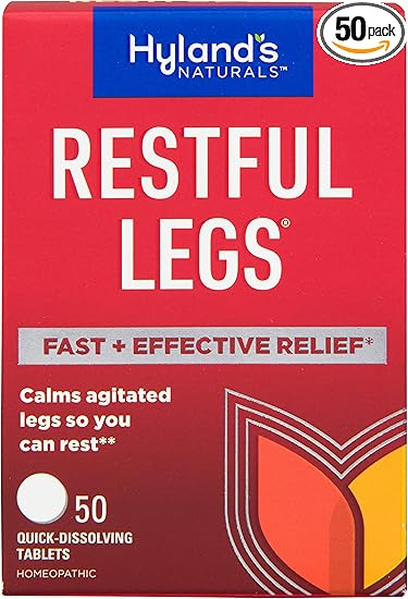 Hyland's Restful Legs Tablets, Natural Itching, Crawling, Tingling and Leg Jerk Relief, Quick Dissolving Tablets, 50 Count