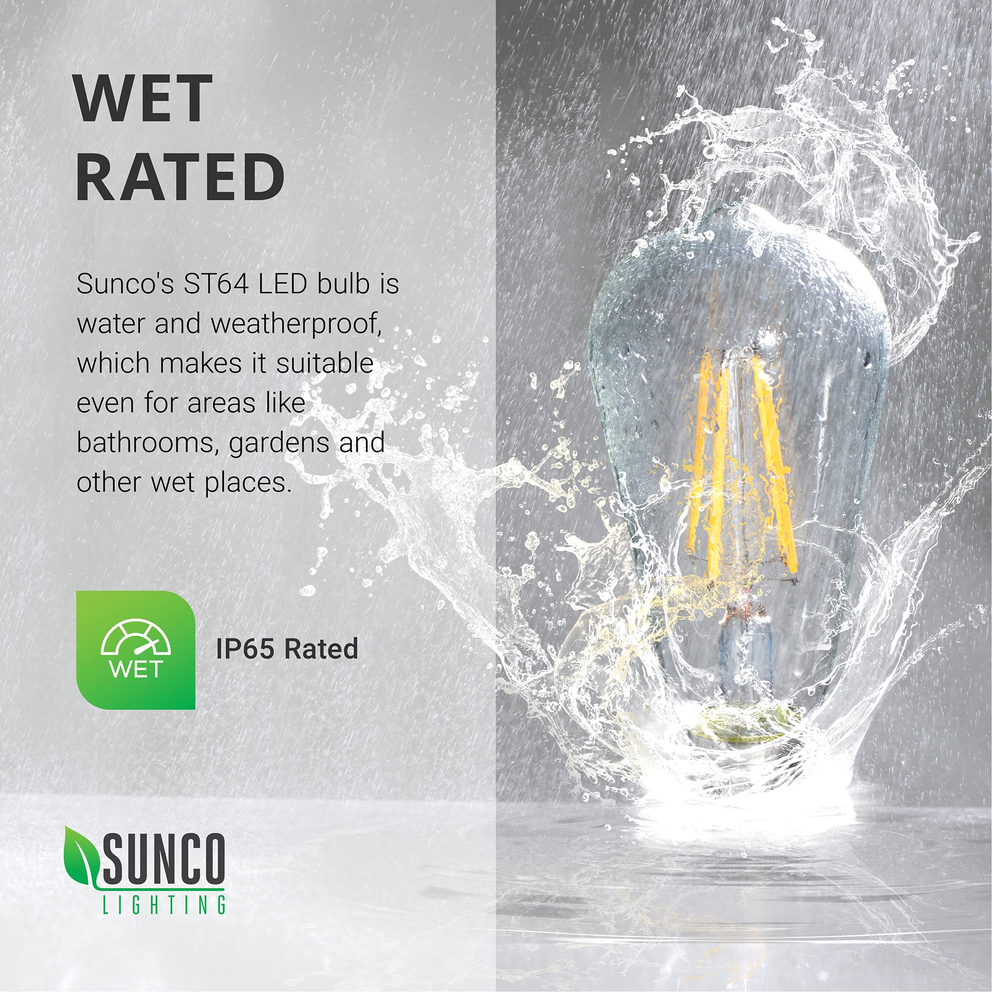 Sunco Lighting 16 Pack Vintage LED Edison Bulbs 60W Equivalent 8.5W 800LM Dimmable ST64 Filament 2700K Soft White E26 Medium Base Light Bulbs High Brightness Clear Glass Waterproof UL Energy Star