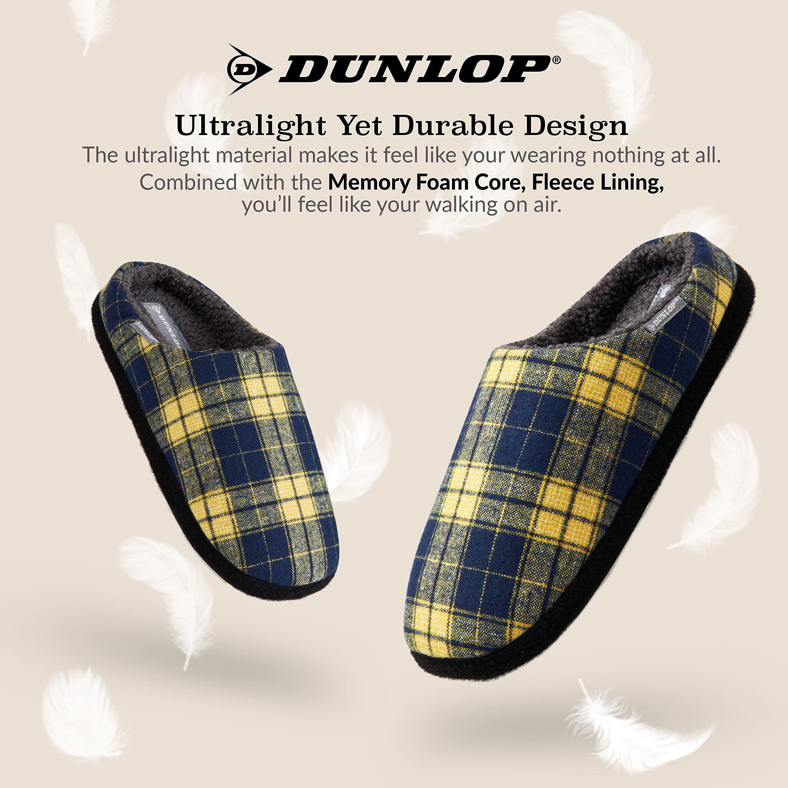 DUNLOP Ciabatte Uomo, Comode Pantofole Invernali Calde Memory Foam, Taglia 41-46, Idea Regalo Compleanno, Ciabatta Da Casa Con Pelo, Originali Babbucce Uomo