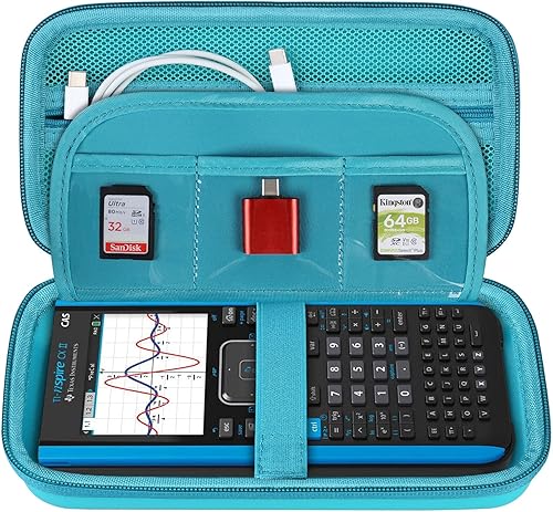 BOVKE Funda de transporte para calculadora gráfica para calculadora Texas Instruments TI-Nspire CX II CASCX IICXCX CAS y más, bolsillo de malla para