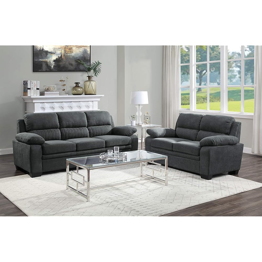 72/mo Finance Lexicon Vega 2Piece Living Room Set, Dark Gray Buy