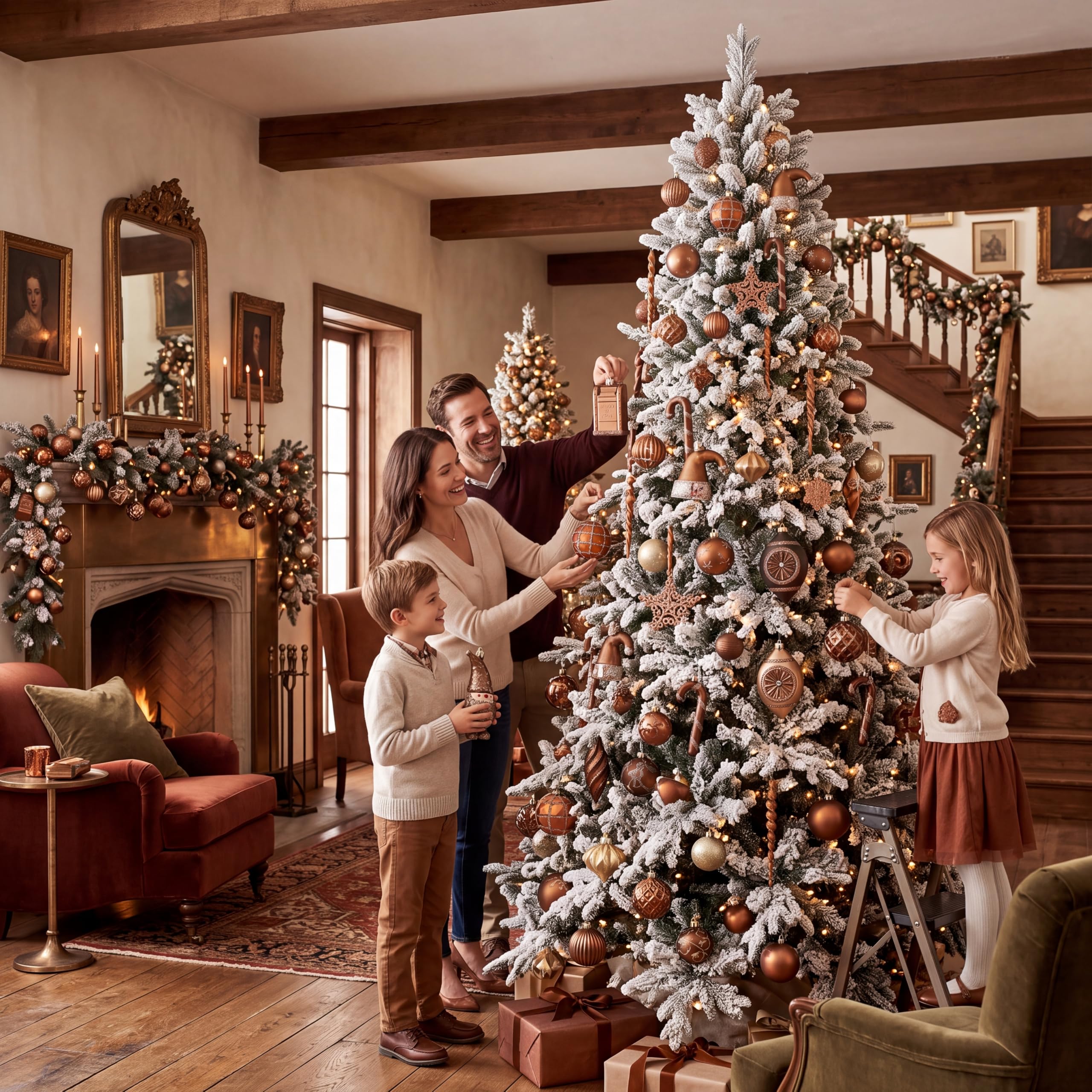 Valery Madelyn Juego de Adornos para árbol de Navidad, 100 Unidades, Bronce, Cobre, marrón y Dorado, inastillables, Decoraciones de árbol de Navidad a Granel, Adornos de Bola Colgantes de Lujo para