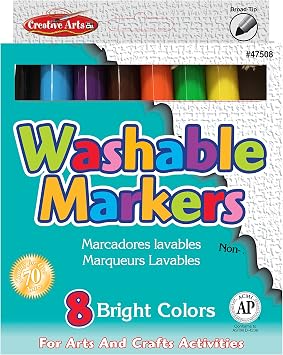 Charles Leonard Marker Class Pack, Washable, Broad Tip, 8 Assorted Colors Per Pack, 12 Packs of 8 Markers Each 47508
