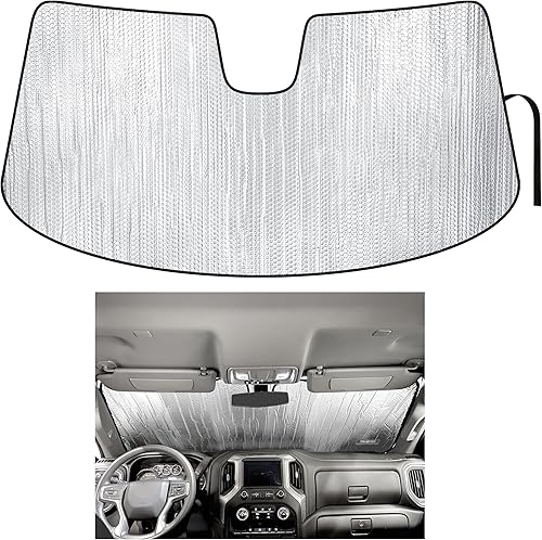 YelloPro - Parasol reflectante para parabrisas delantero 2019, 2020, 2021, 2022, 2023, Chevrolet Silverado 1500, cabina regular, cabina de