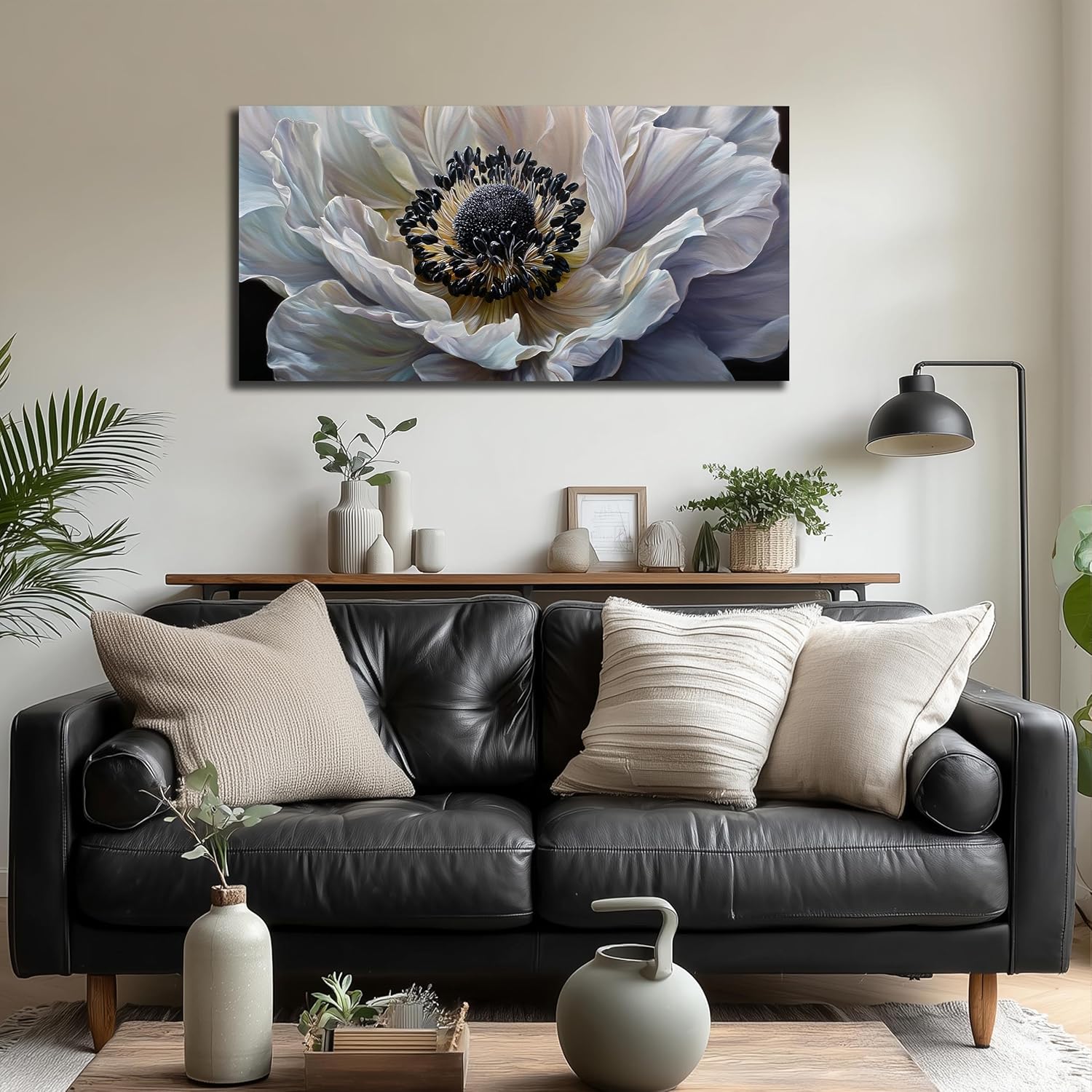 Flower Pictures Wall Decor for Living Room Black and White Wall Art for Bedroom Modern Wall Art for Office 20 x 40 Inch