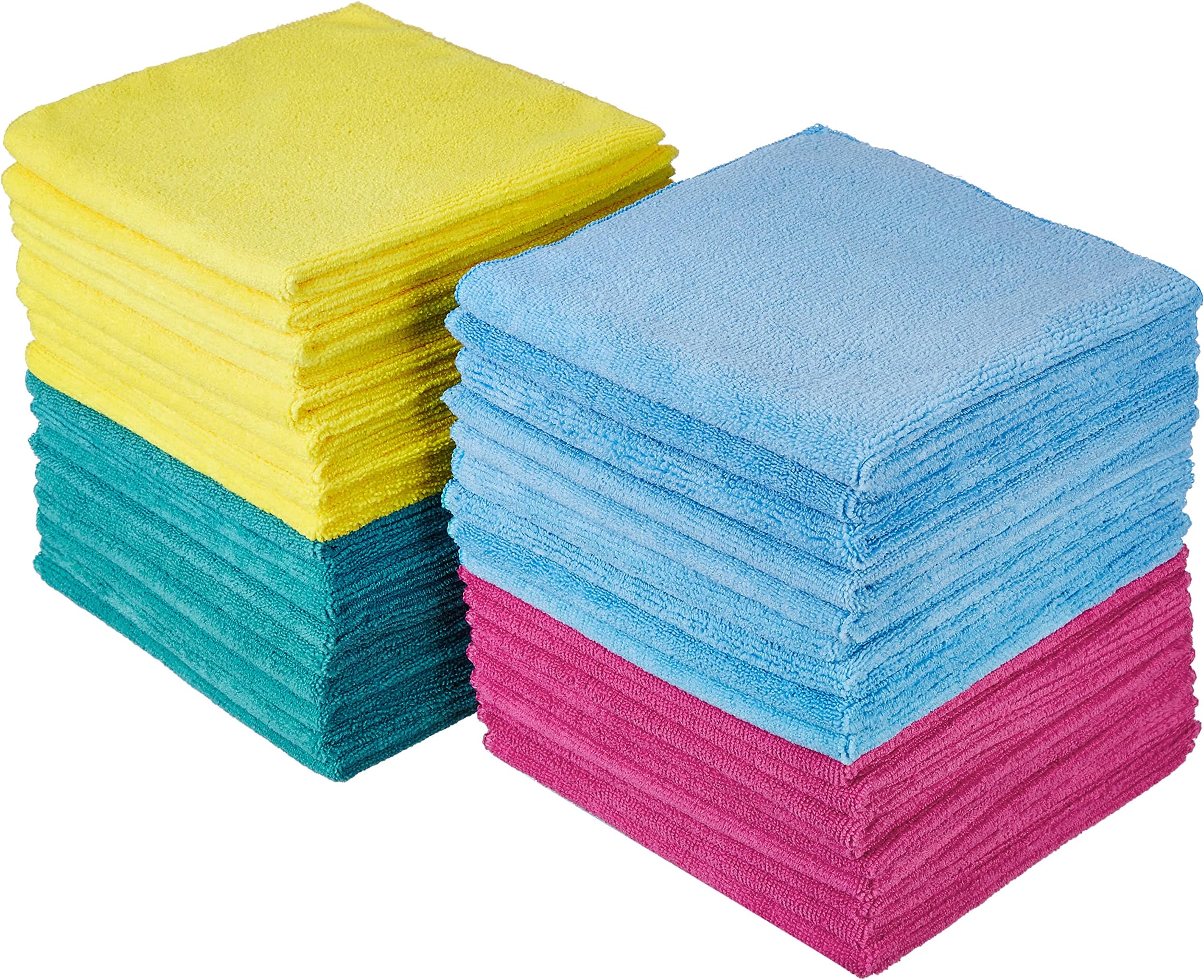 Amazon Brand - Presto! Thick Microfibre Cleaning Cloth, 60 x 40 cm, 330 GSM, Set of 36, Multicolour