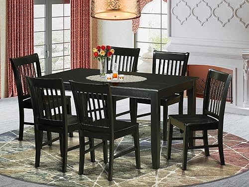 Miniatura 2 de East West Furniture DUNO7-BLK-W - Juego de mesa de cocina de 7 piezas consta de una mesa de comedor rectangular y 6 sillas de comedor, 36 x 60