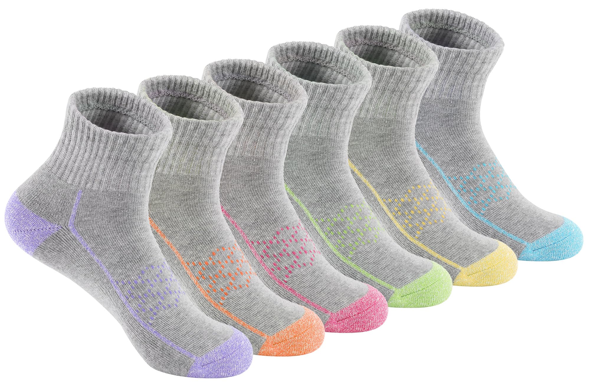 Hepsibah Womens Ankle Athletic Socks Cotton Thick Cushioned Low Cut Running Socks 6 Pack Color Grey 6Pack Size US Shoe Size 9-11