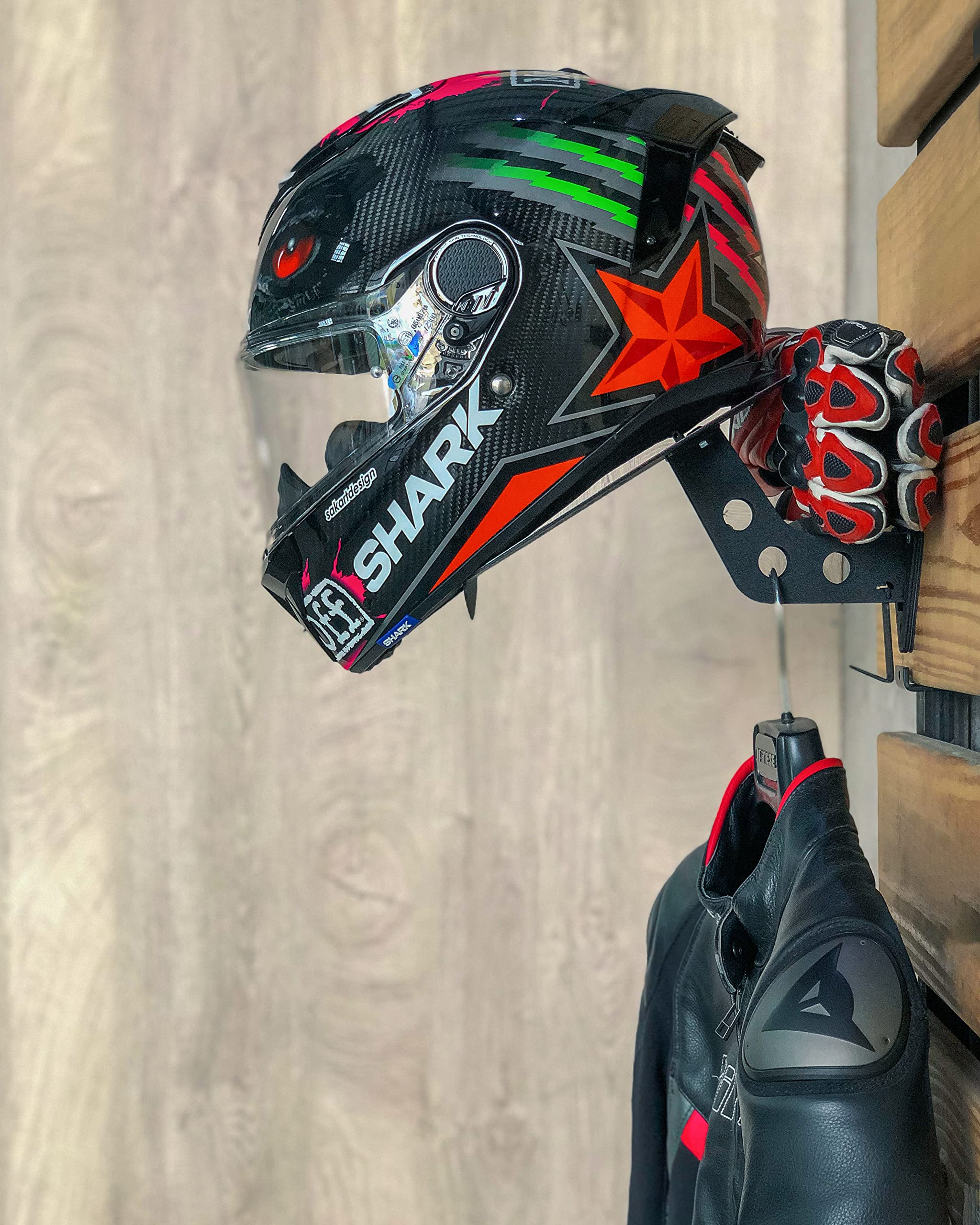 Basic Helmet Rack | Helmhalterung | Motorrad-Garderobe | Wandhalterung für Motorradbekleidung
