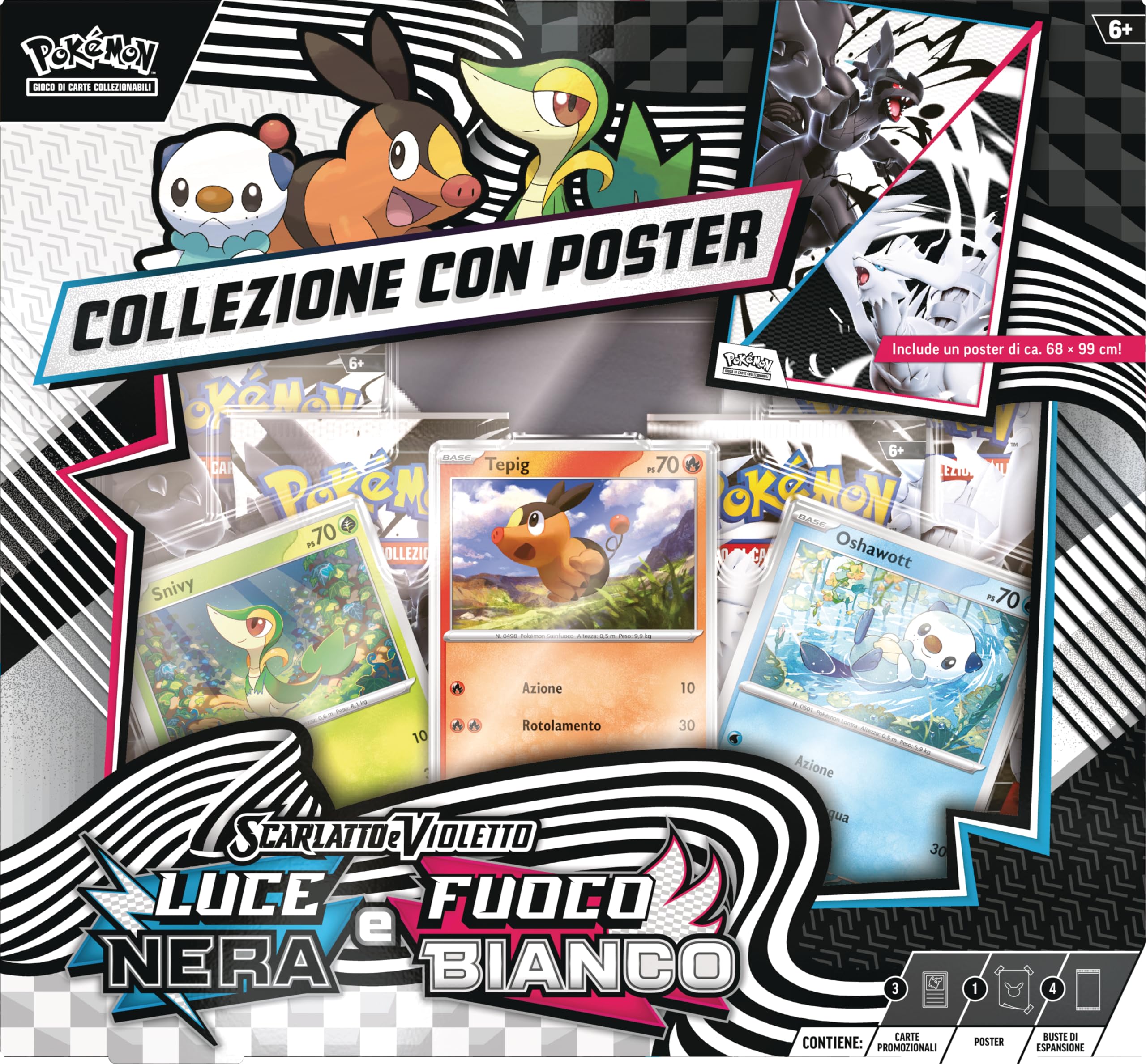 Pokémon: collezione con poster Unima del GCC (tre carte promozionali olografiche e quattro buste di espansione)