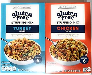 Chef's Cupboard Gluten Free Stuffing Mix, Turkey and Chicken Flavor, 6 oz, Serves 6, 2 Pack