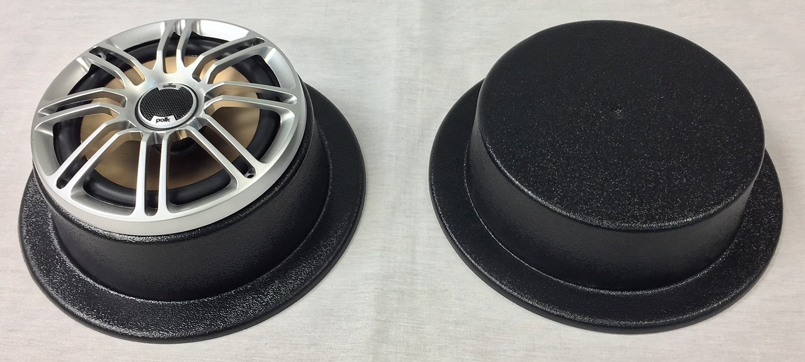 Universal Round Flat Flanged Open Bottom Speaker Pod Fits Up to 6 1/2" Round Speakers