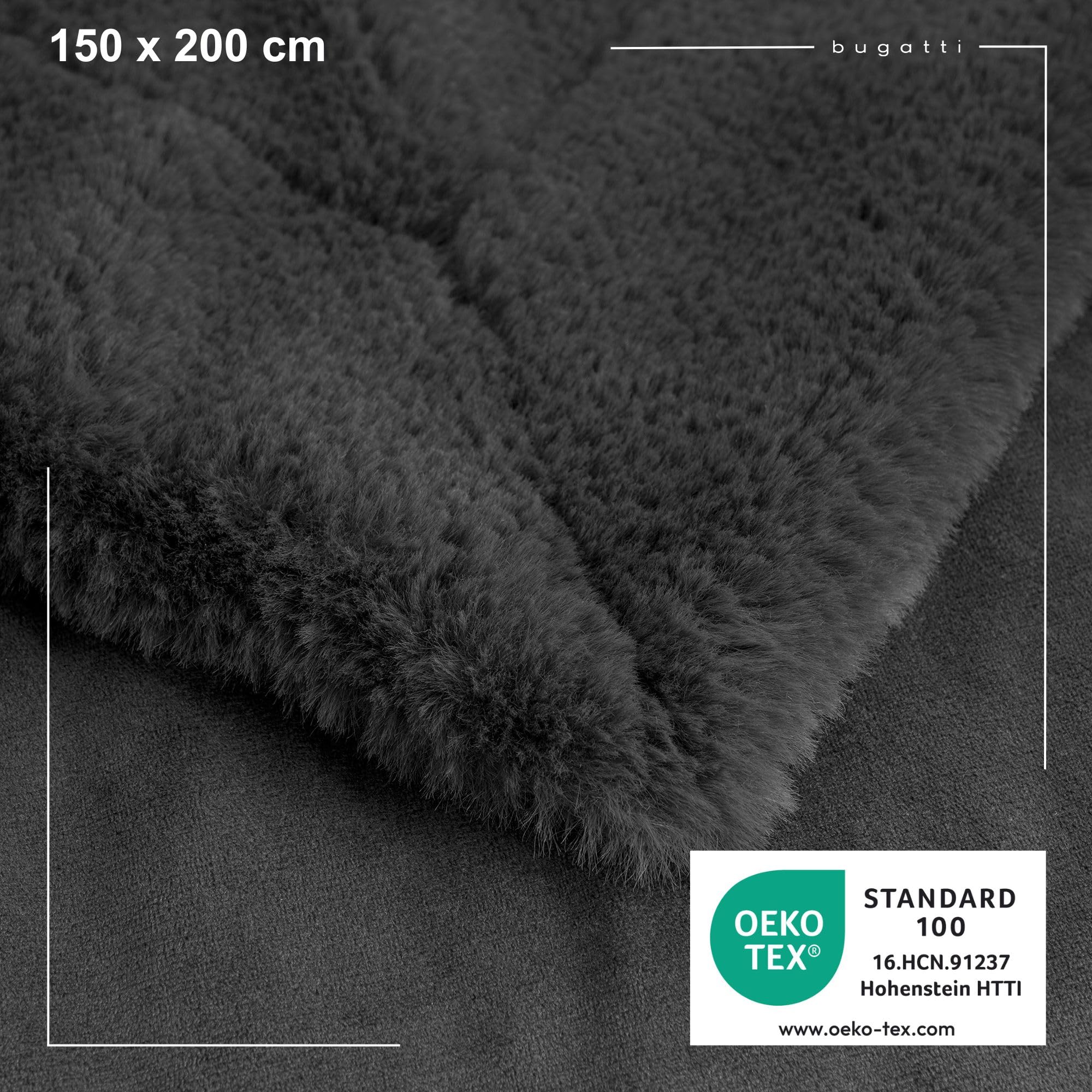 Bugatti Kunstfell-Decke, 150x200 Cm, Grau – Super Flauschig, Warm & Waschbar, Öko-Tex Zertifiziert