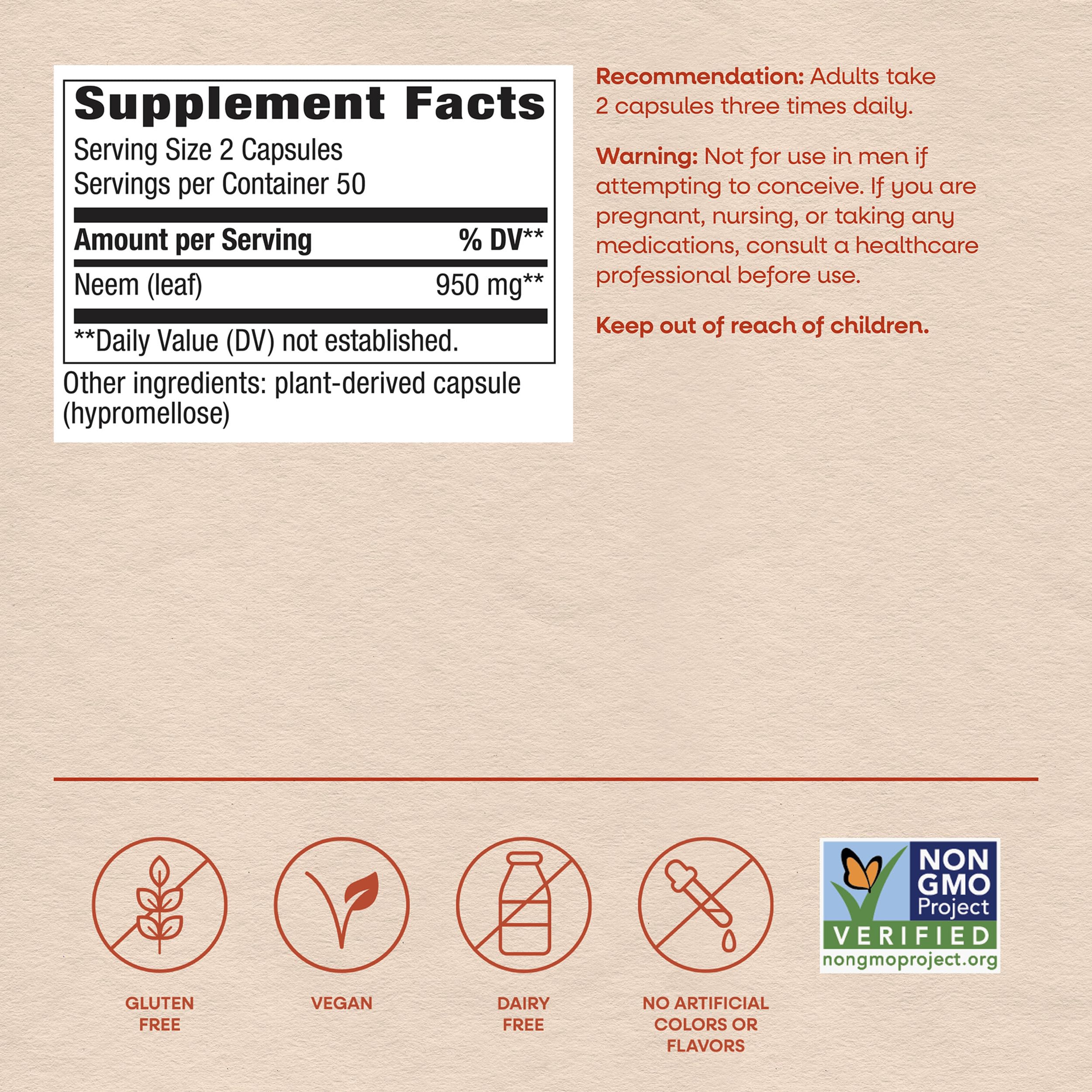 Nature's Way Neem Leaf, Traditional Intestinal Support*, 100 ct — Amazon image 6