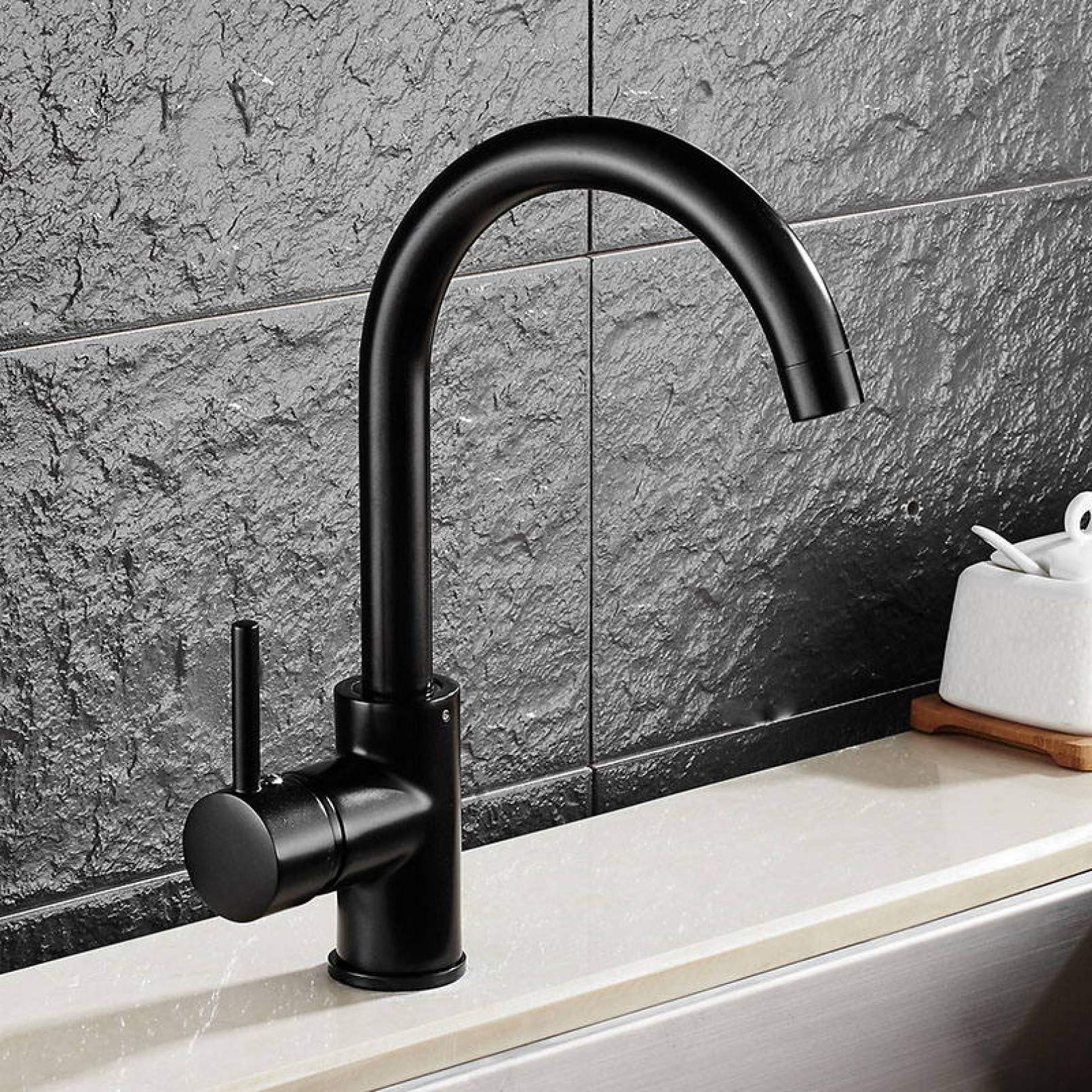 Wiquybml Black Modern Kitchen Sink Faucet With 360 Degree Rotation Single Handle Hot And Cold Mixer Deck Mount Chrome Brush Torneira