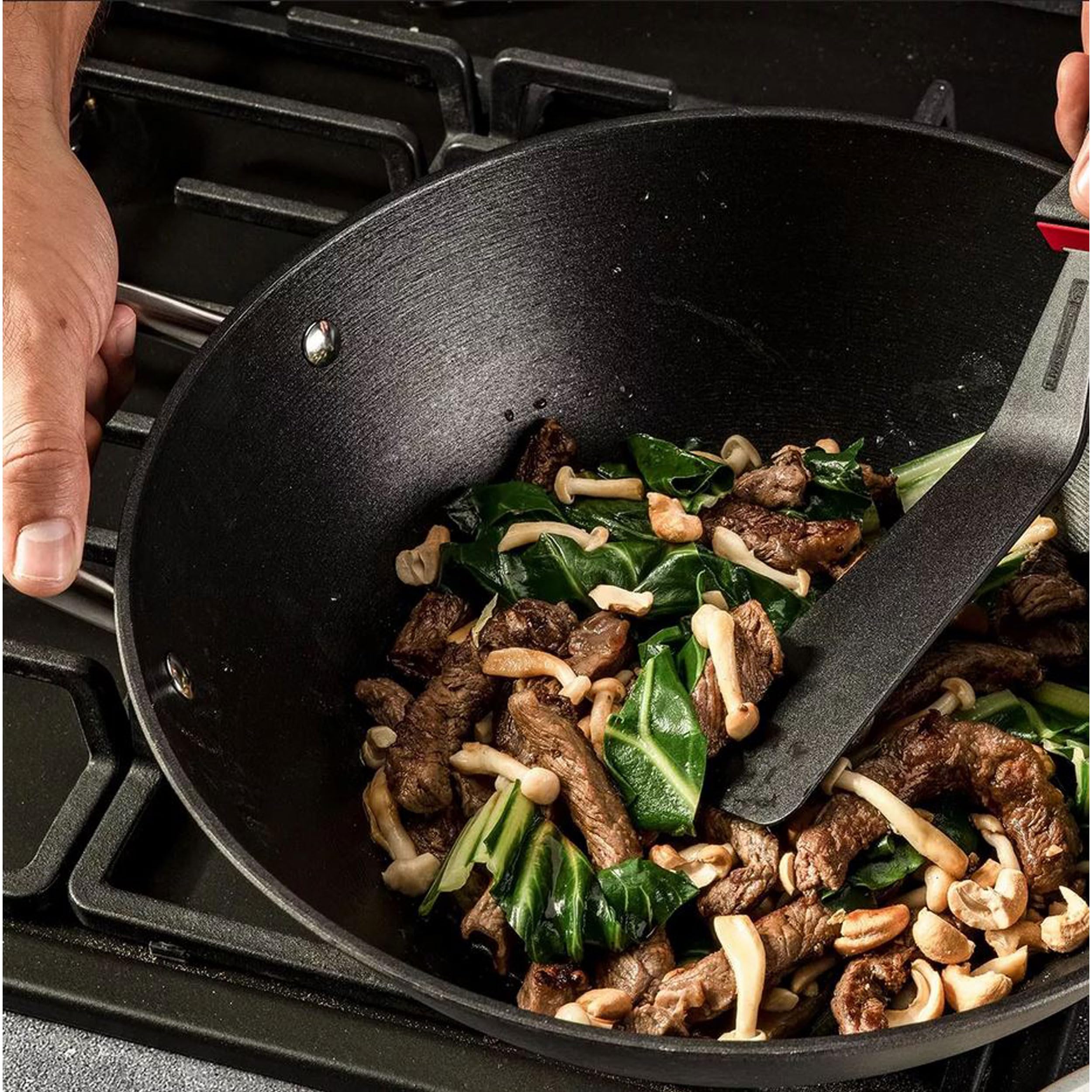 FMProfessional Force Wok z żeliwa 32 cm – patelnia wok z Optymalnej jakości powłoką zapobiegającą przywieraniu – nadaje się do wszystkich rodzajów kuchenek