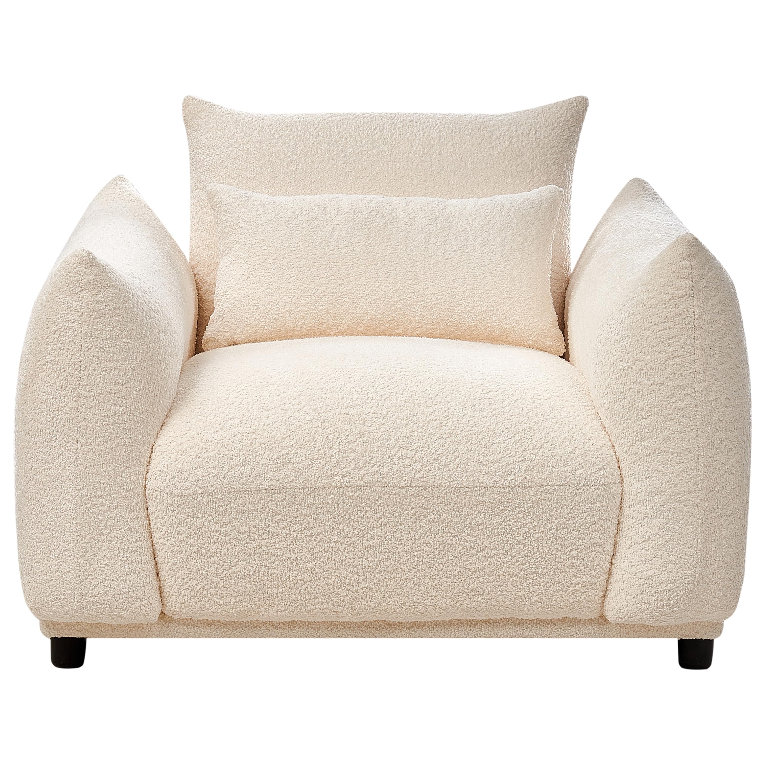Beliani Sessel Bouclé Creme weiß mit schwarzen Beinen gepolstert niedriges Design Jamsa