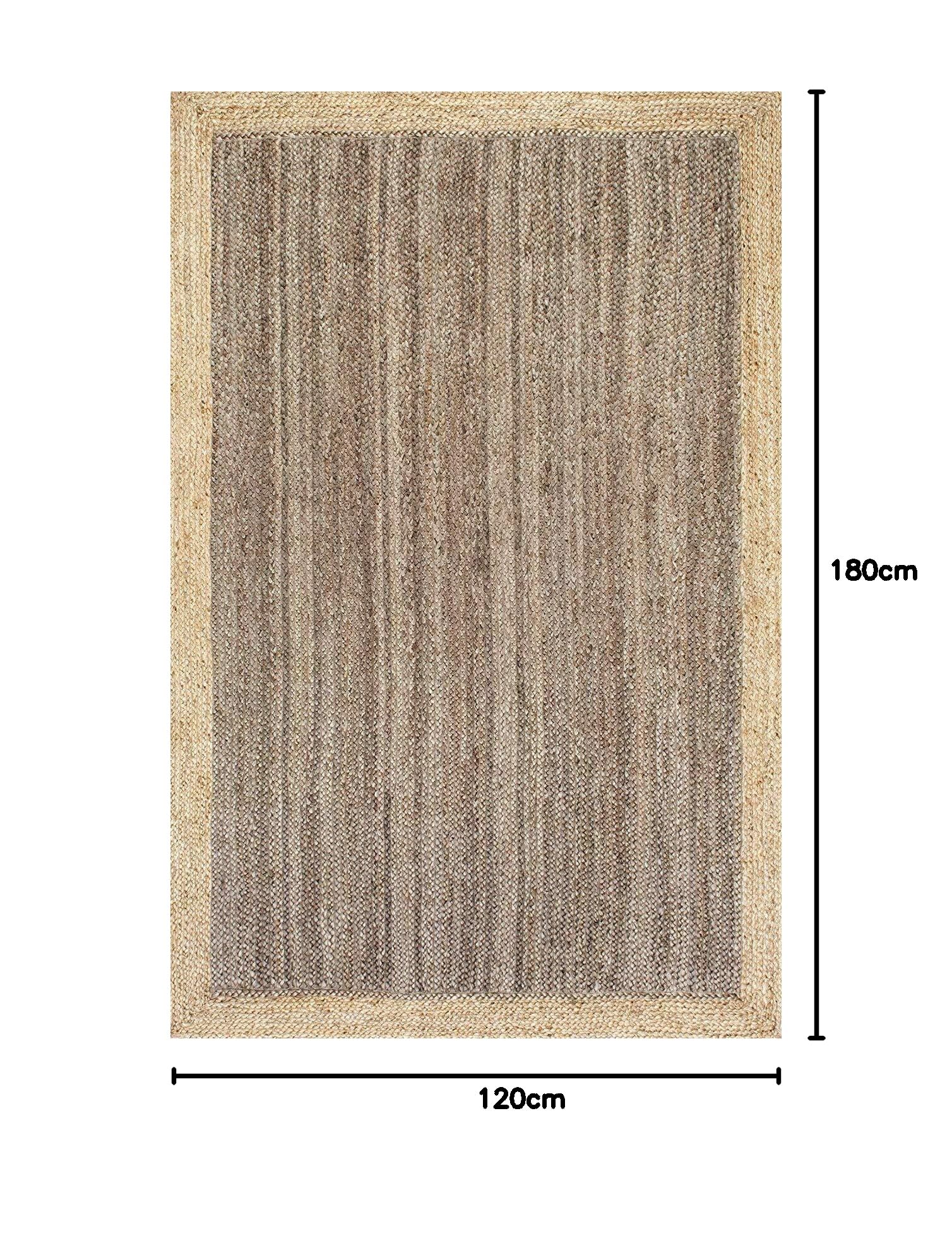 Tapis en jute naturelle 100 % tressé à la main - Tapis rectangulaire fait main en fibre naturelle - Pour cuisine, couloir - 60 x 60 cm (120 x 180 cm)